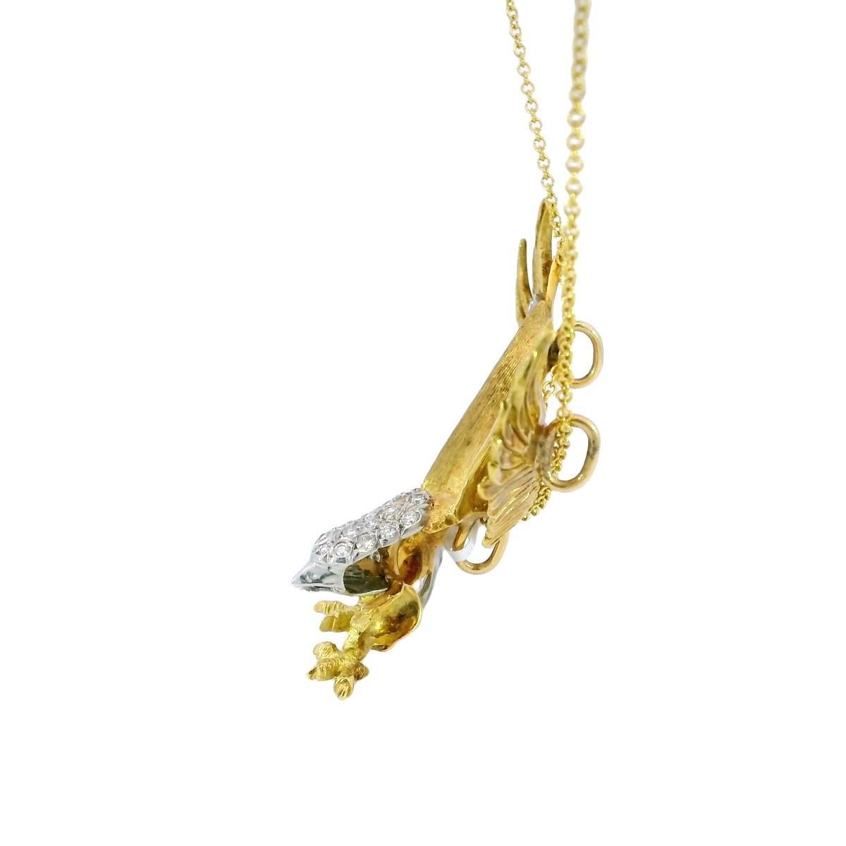 McTeigue Collana con ciondolo a forma di aquila in oro 18 carati e platino ~2ctw in vendita 1