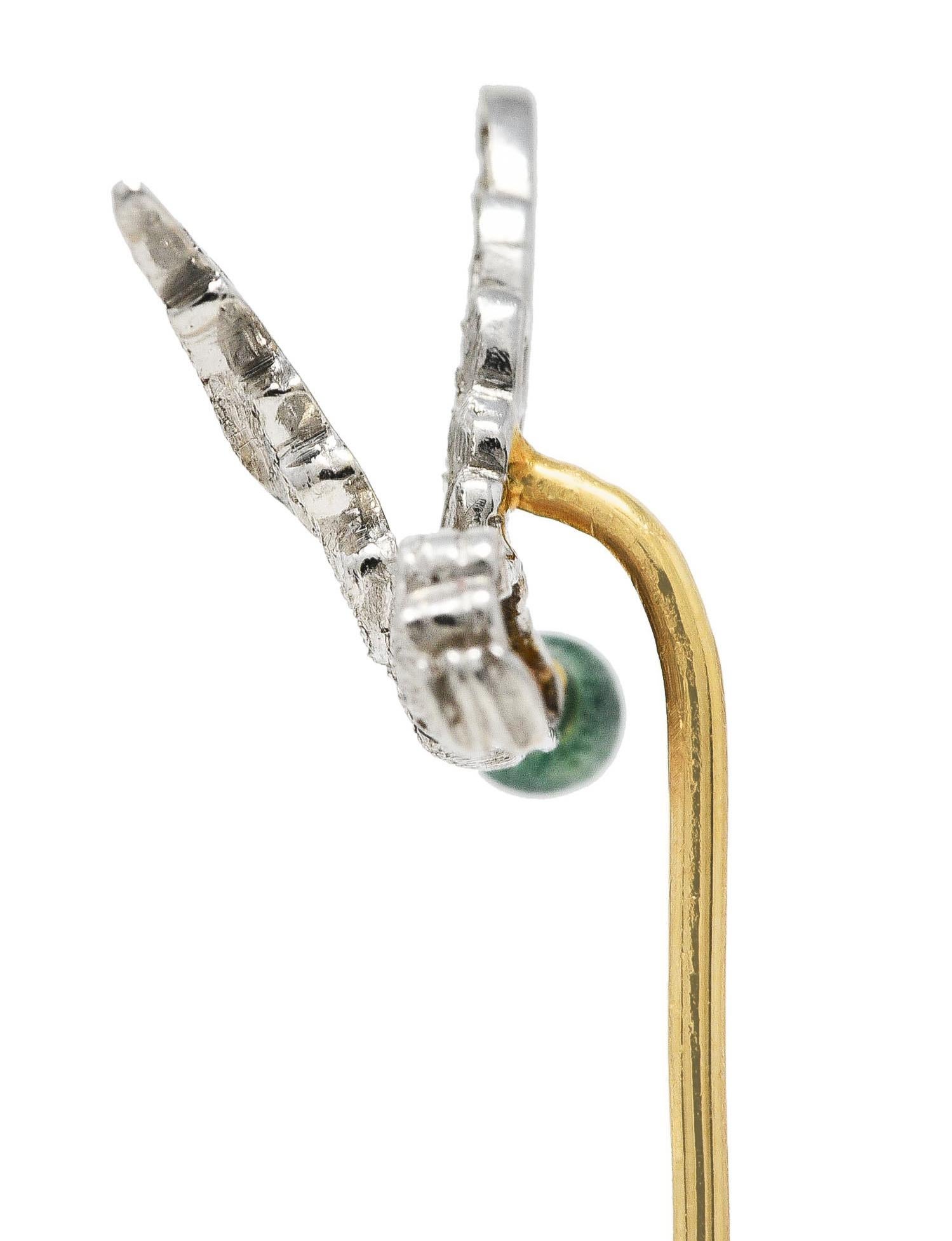 Contemporary Mcteigue Vintage Diamond Enamel Platinum 18 Karat Gold Mallard Duck Stickpin For Sale