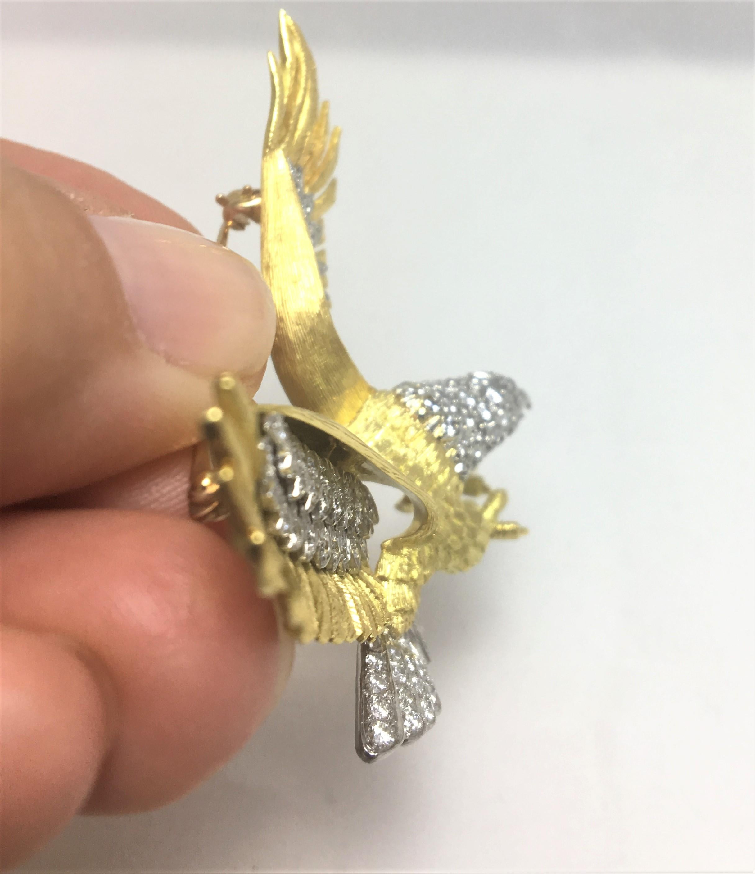 McTiegue Diamond Ruby Eagle Brooch In Excellent Condition For Sale In Cincinnati, OH