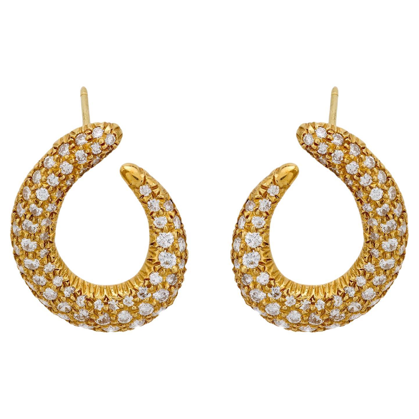 Mctigue 3.2 carat diamond 18k yellow gold curl earrings