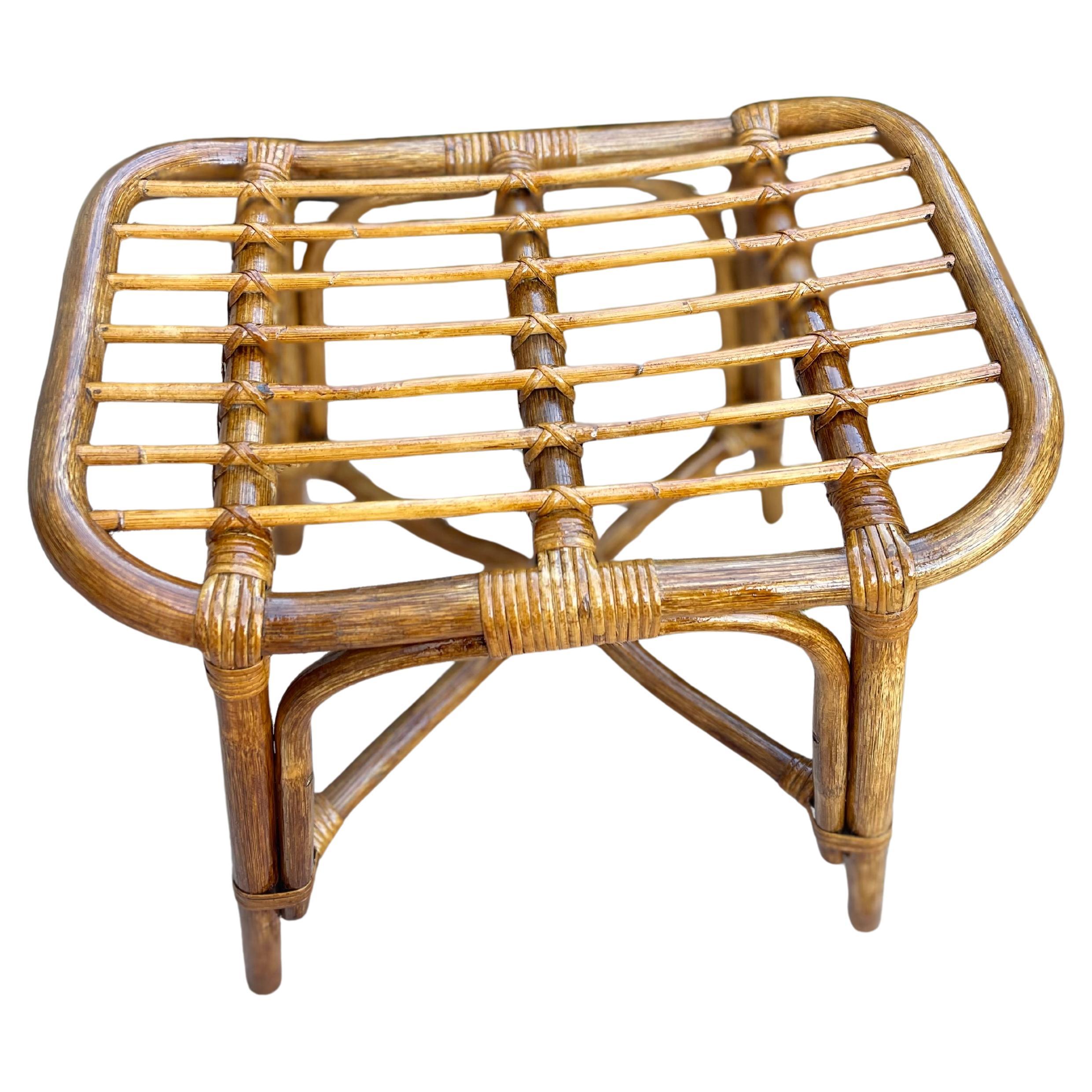 Md Century Modern Bent Bamboo Footstool For Sale