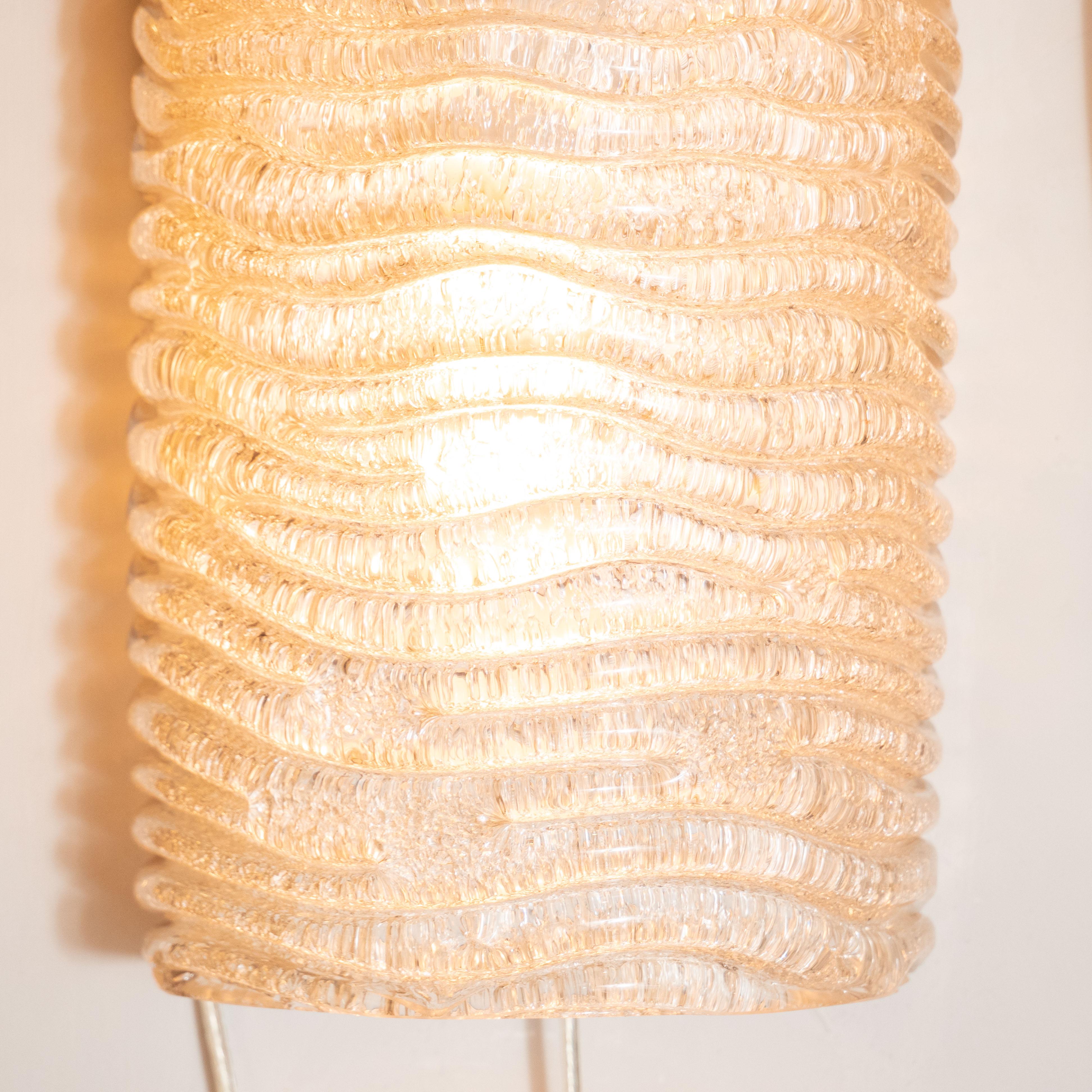 Mid-Century Modern Md-Century Modern Organic Ribbed and Textured Glass Sconces