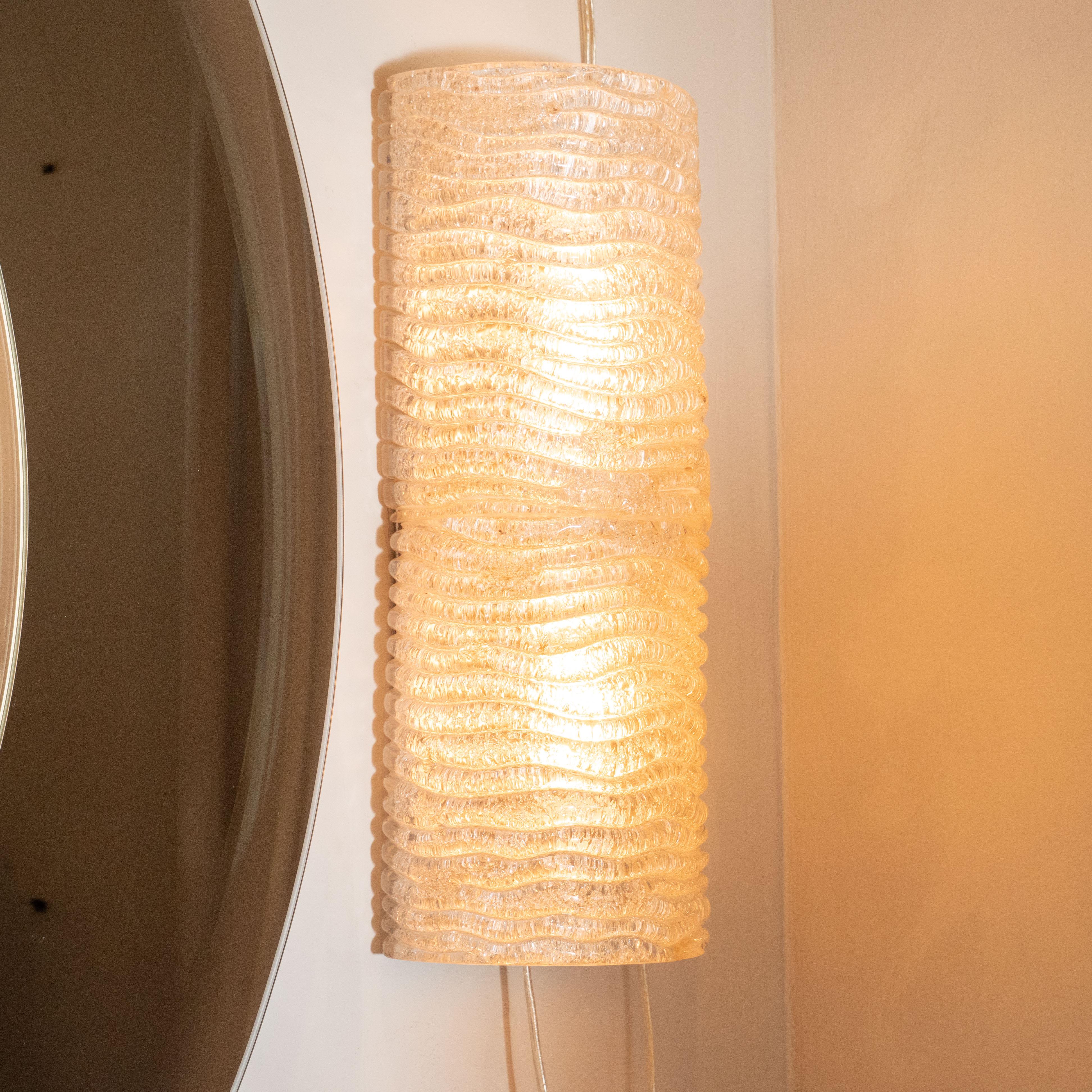 Md-Century Modern Organic Ribbed and Textured Glass Sconces In Excellent Condition In New York, NY