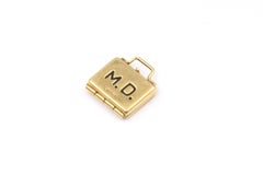 MD Doctor Briefcase Charm Pendant With Enamel Baby Person Inside 14k Yellow Gold