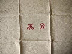 MD Monogrammed Set of 10 Linen Napkins French Vintage
