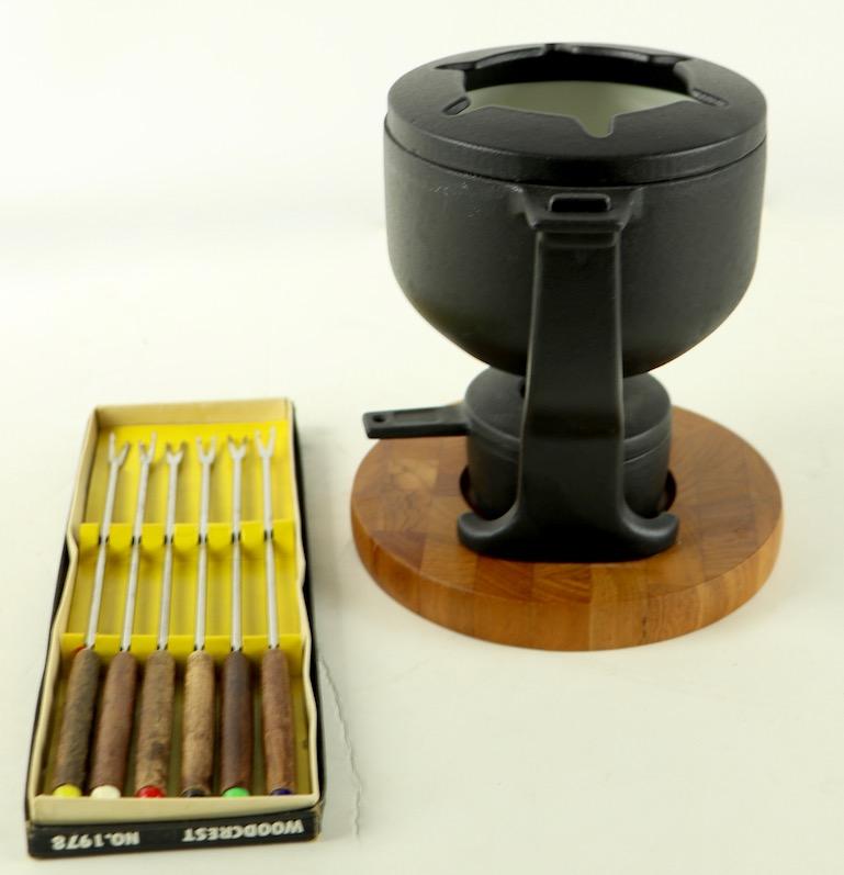 Danish Modern Vintage Digsmed Cast Iron Fondue 4