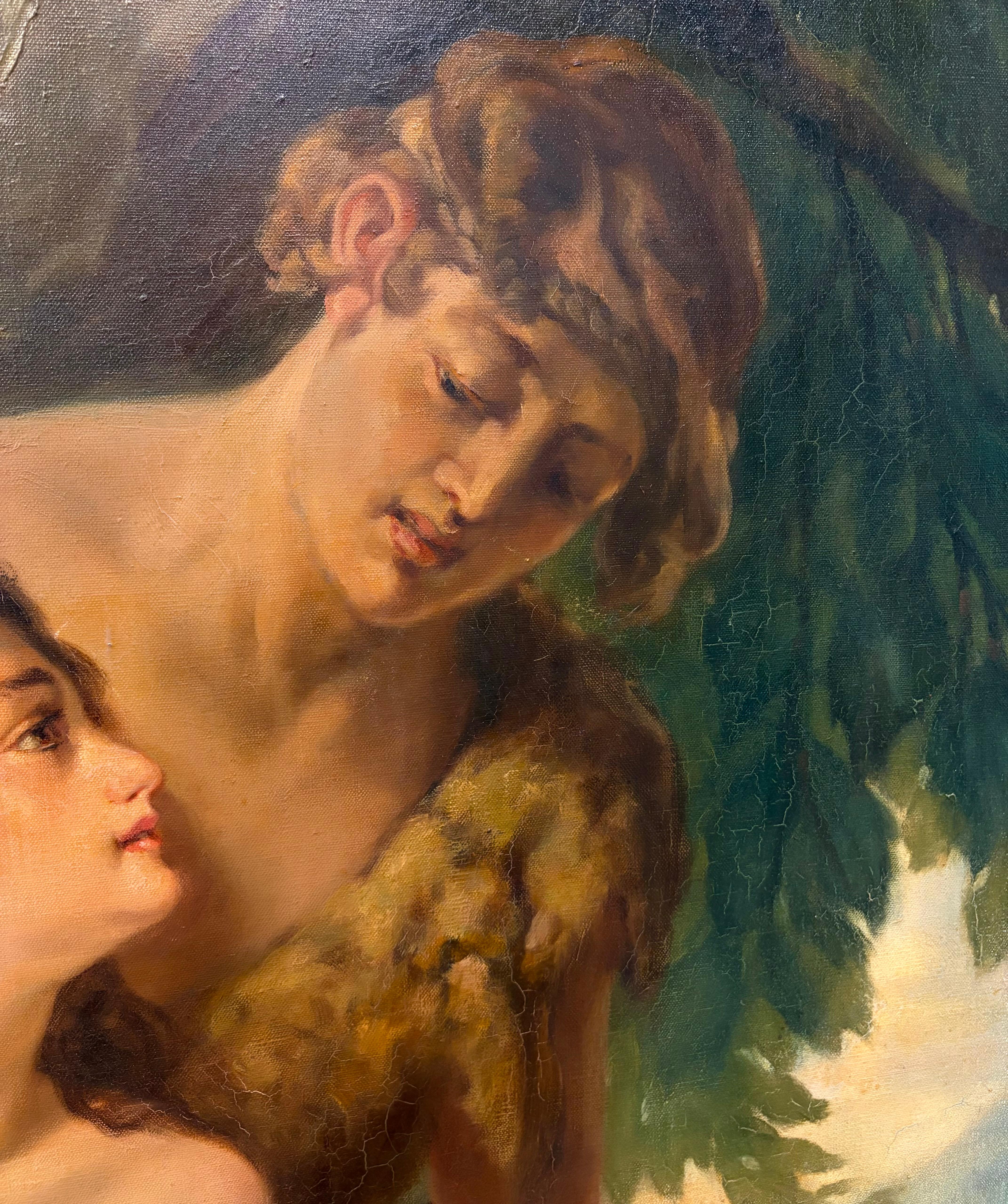 Cefalo e Procri Grande Dipinto Mitologico Firmato e Datato For Sale 11