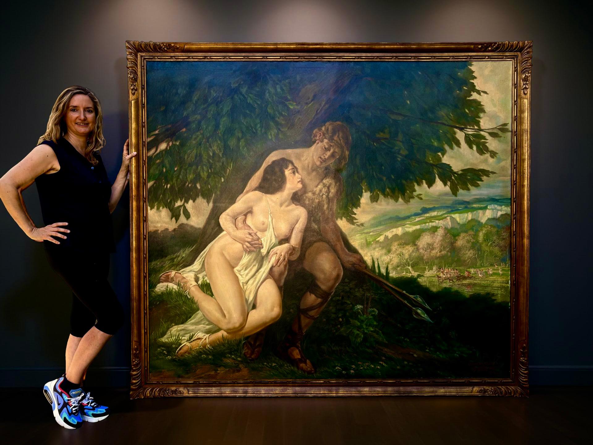 Cefalo e Procri Grande Dipinto Mitologico Firmato e Datato - Painting by Médard Tytgat