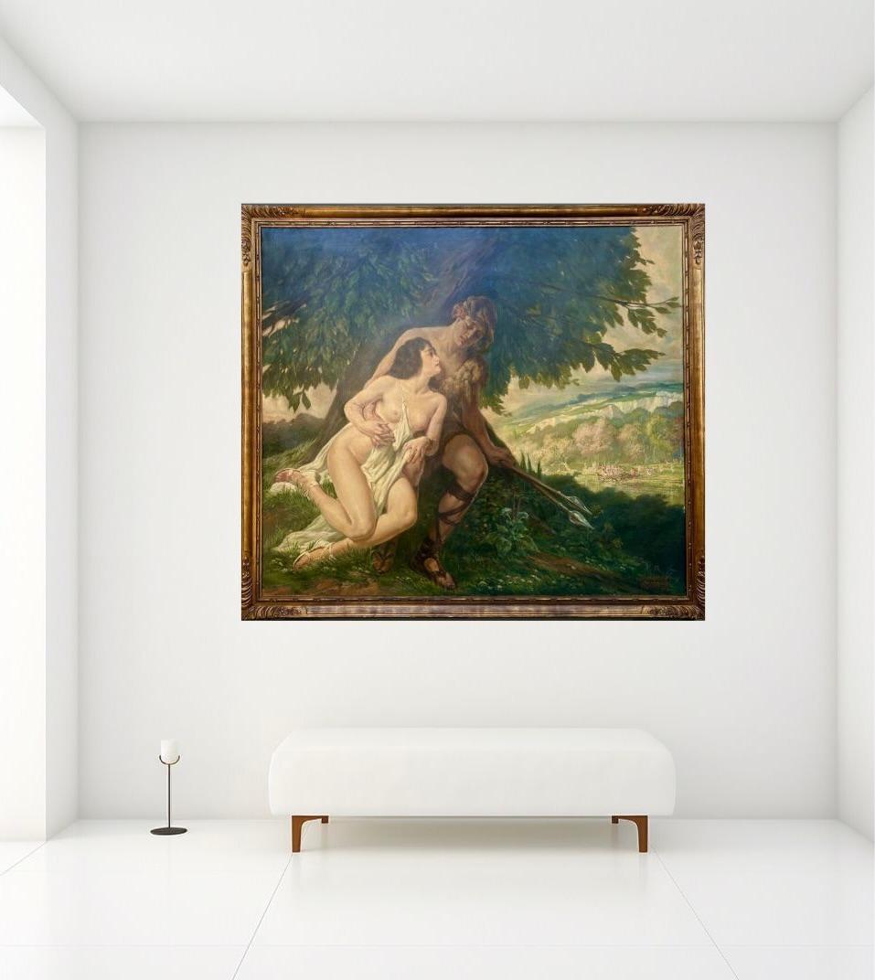 Cefalo e Procri Grande Dipinto Mitologico Firmato e Datato For Sale 2