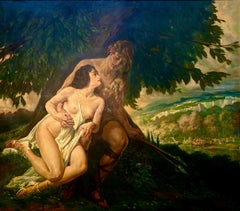 Cefalo e Procri Grande Dipinto Mitologico Firmato e Datato