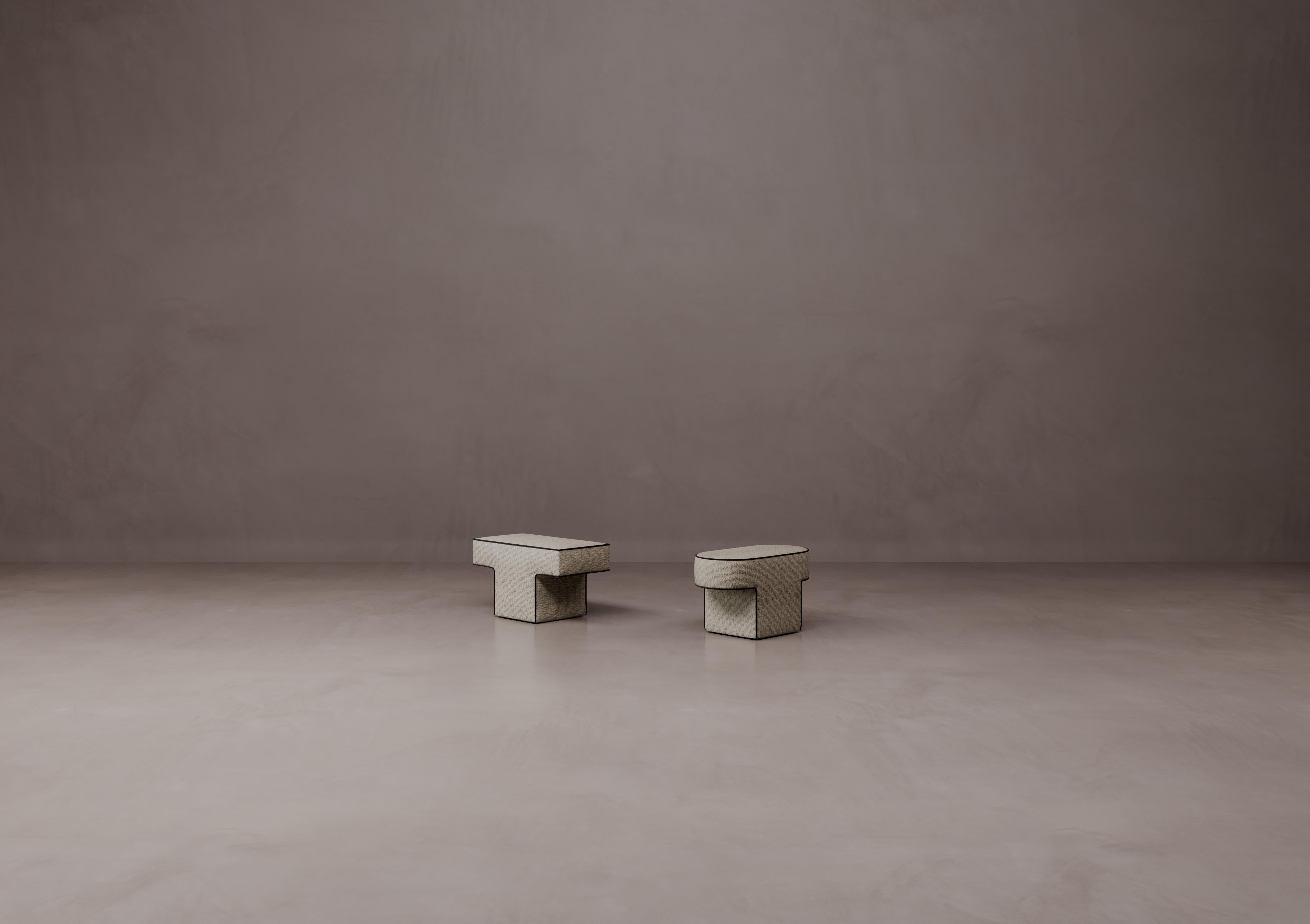 Postmoderne MDF and Upholstered Bitta Pouf by Dainelli Studio Atelier en vente