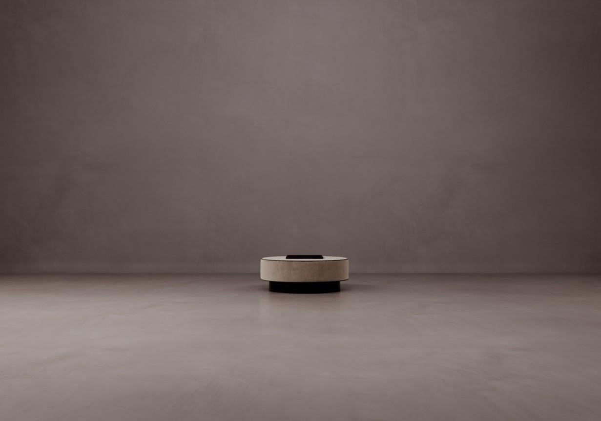 italien MDF and Upholstered Bitta Pouf by Dainelli Studio Atelier en vente