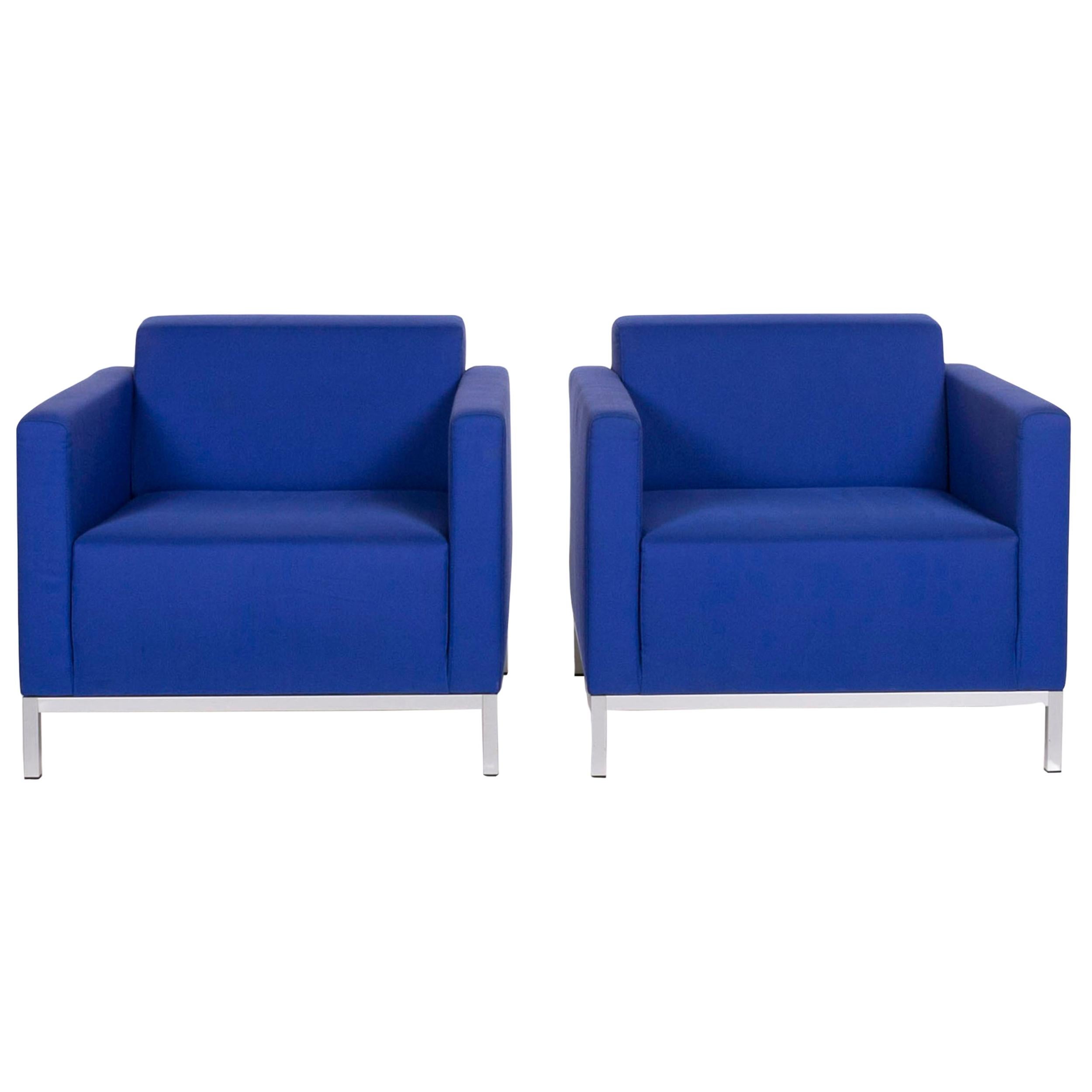 MDF Italia Armchair Set Blue 2 Armchair For Sale