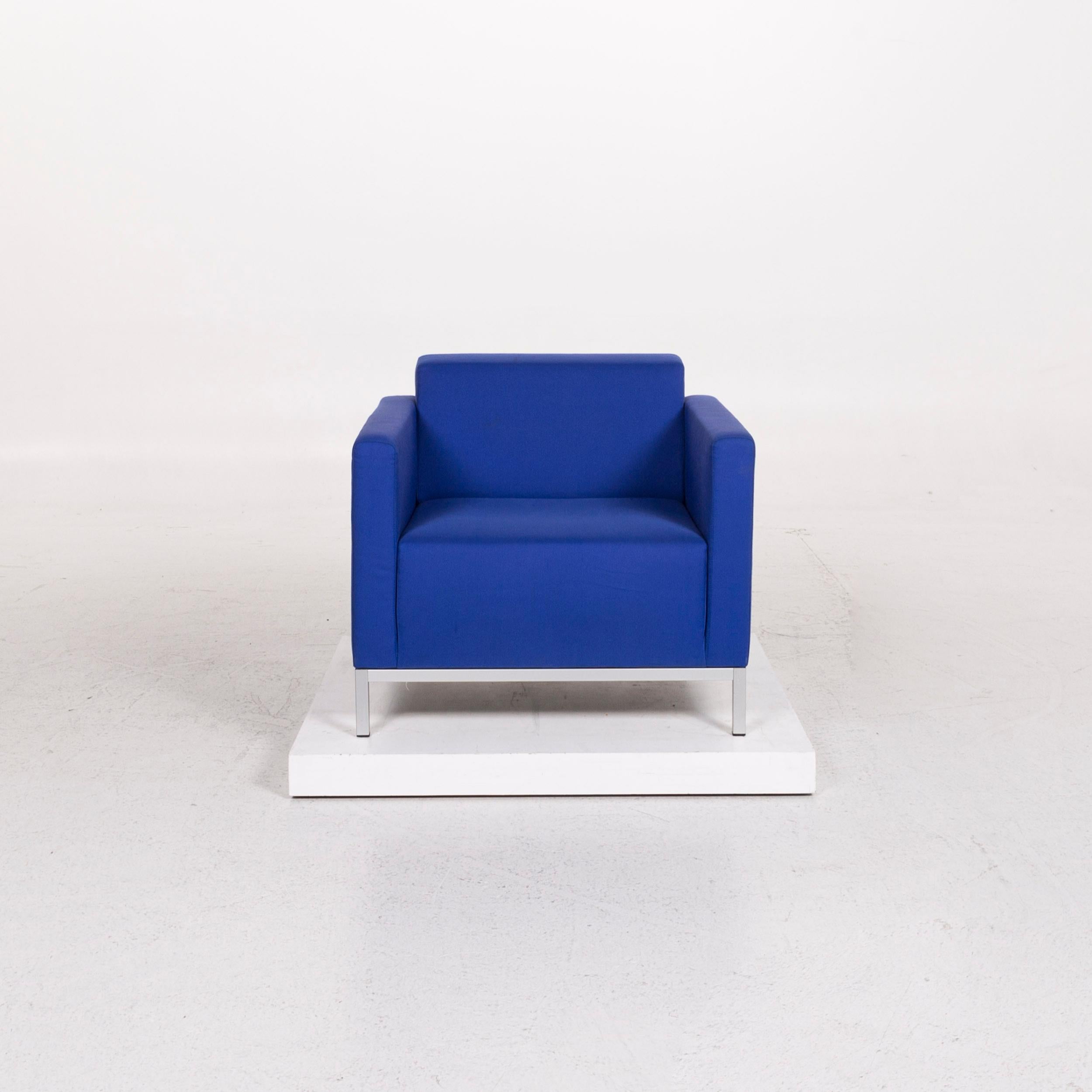 European MDF Italia Fabric Armchair Blue For Sale