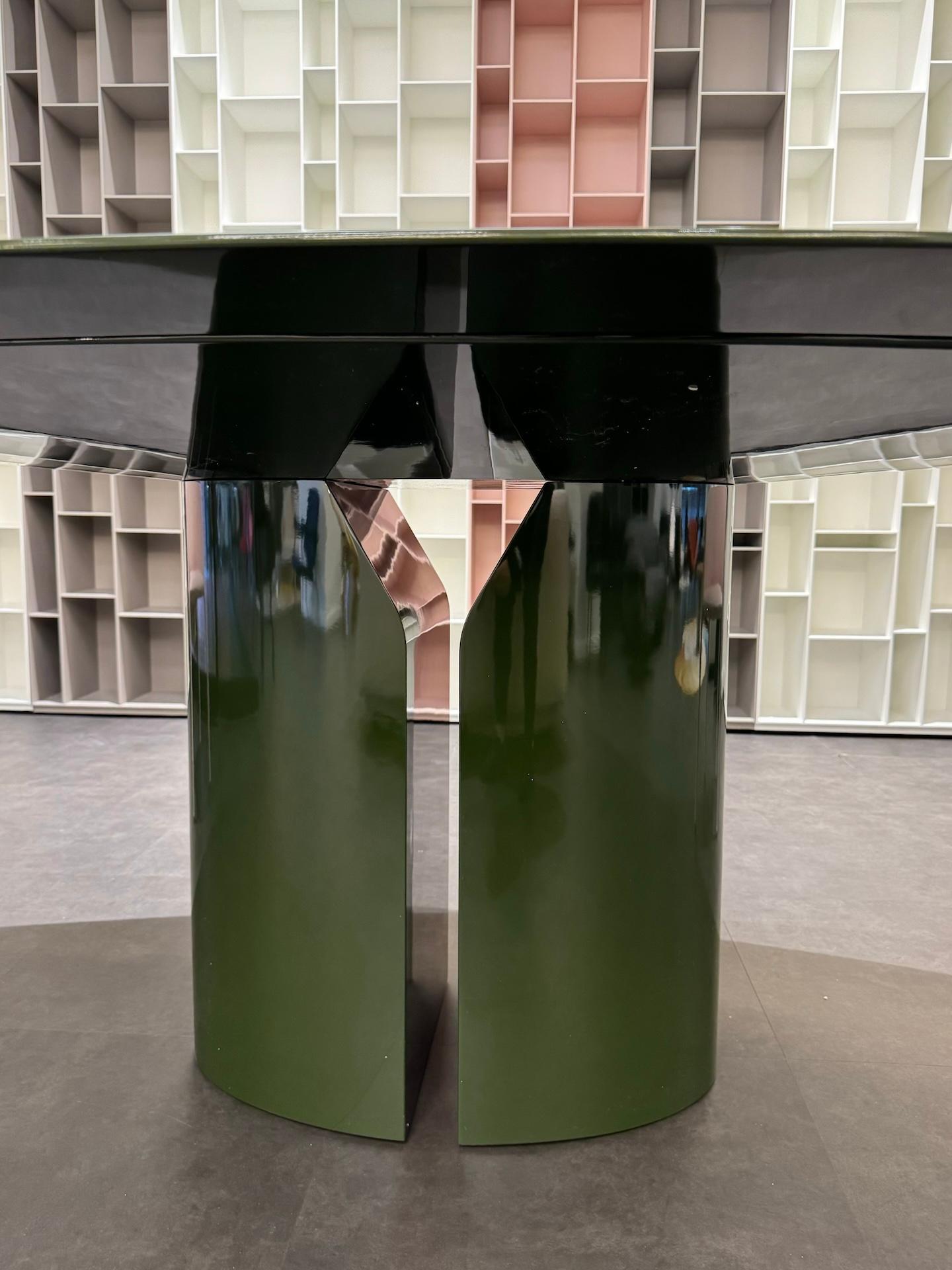 Contemporary MDF Italia Glossy Green Oval NVL Table  by Jean Nouvel Design in STOCK For Sale