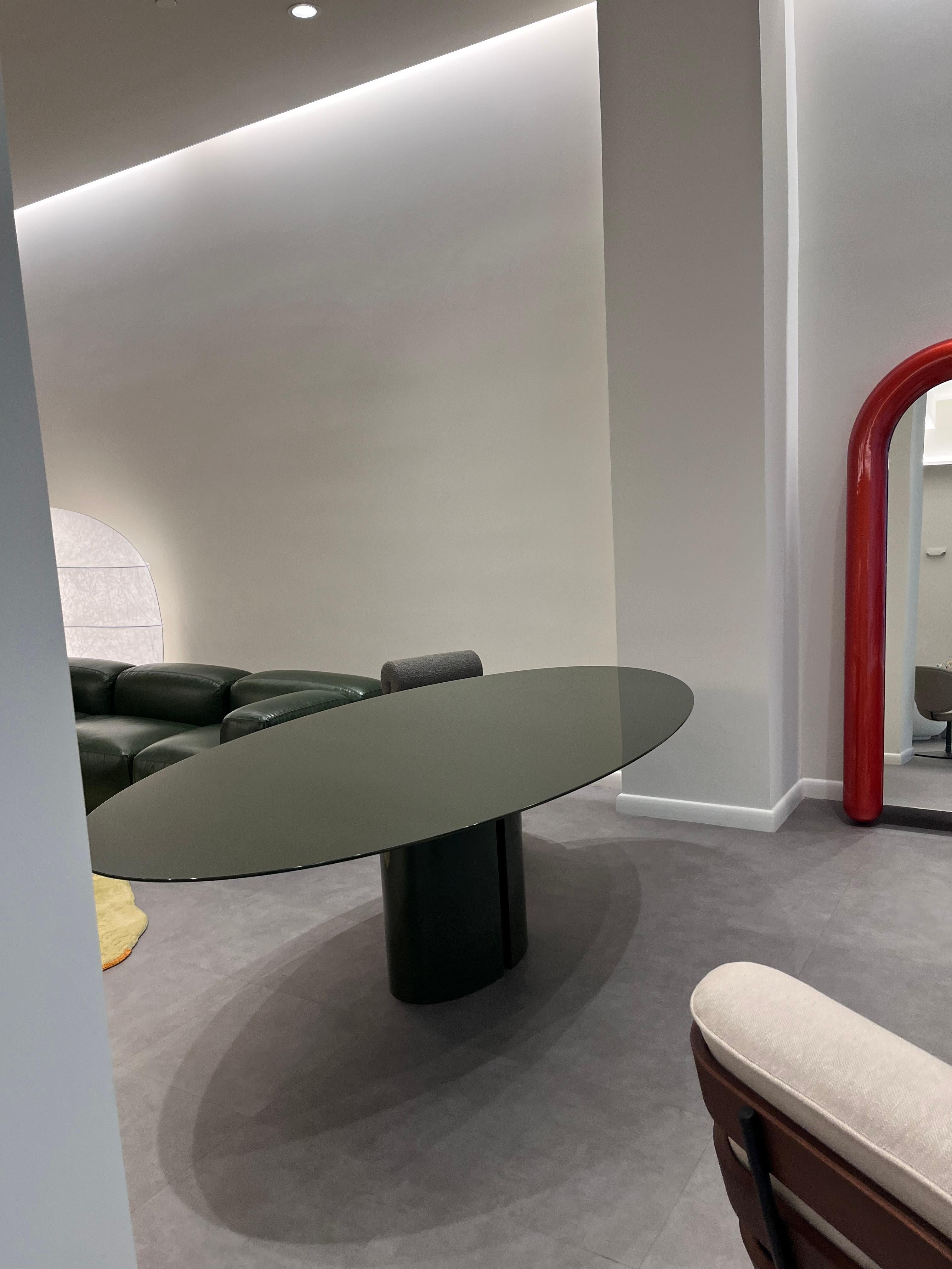 MDF Italia Glossy Green Oval NVL Table  by Jean Nouvel Design in STOCK For Sale 1
