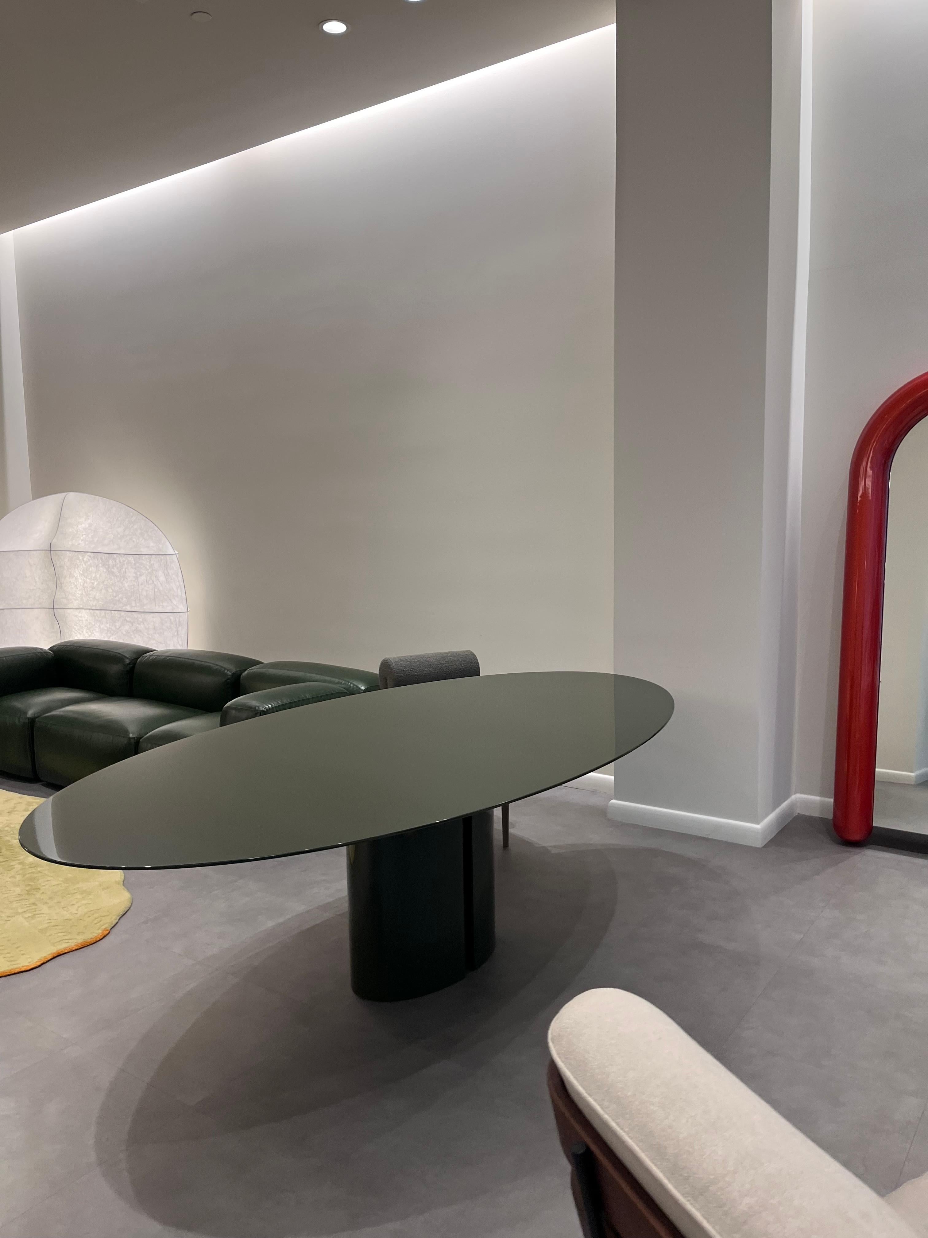 MDF Italia Glossy Green Oval NVL Table  by Jean Nouvel Design in STOCK For Sale 2