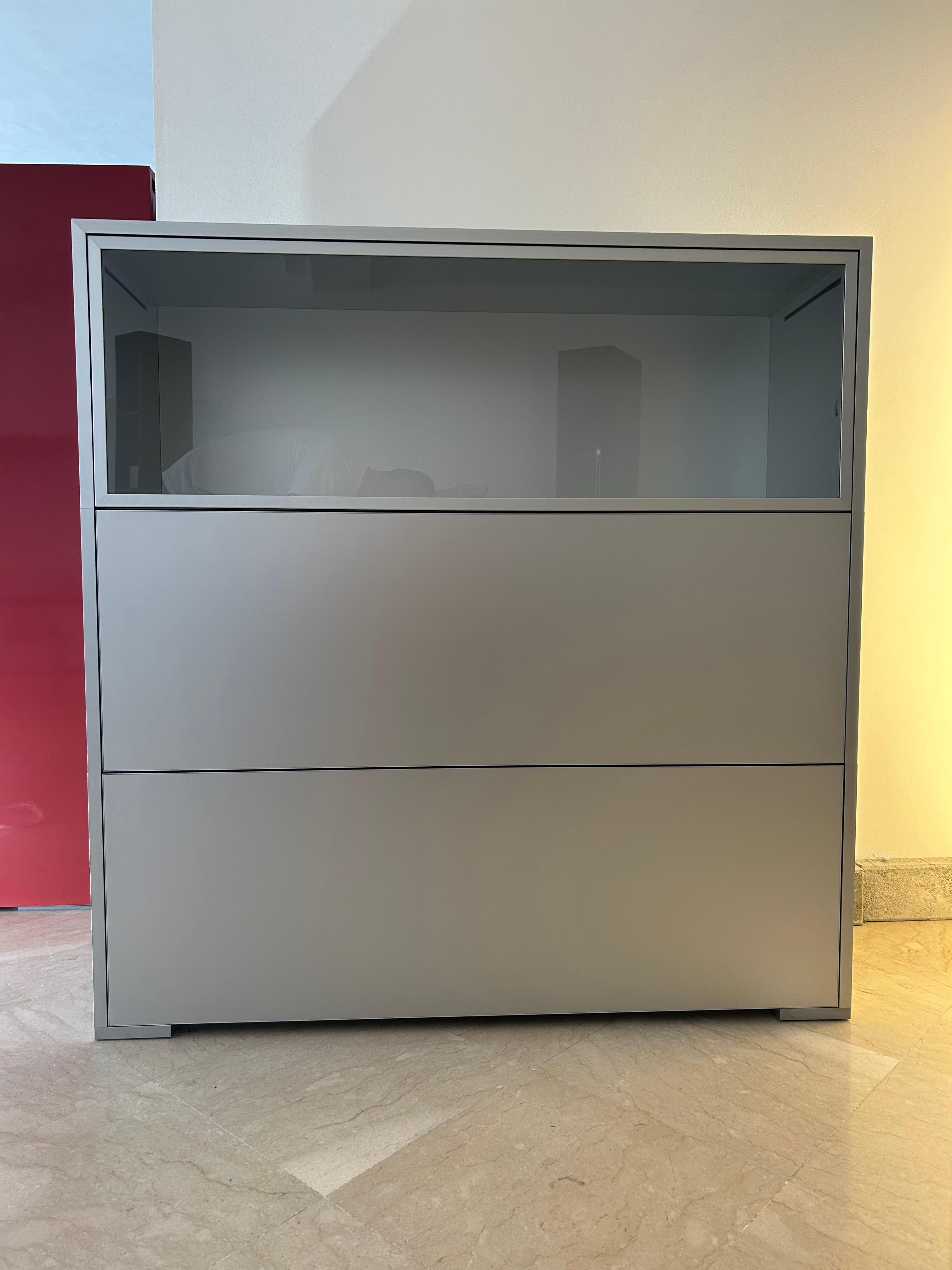 Aluminum MDF Italia New Case Sideboard - Design Bettoni & Fattorini For Sale