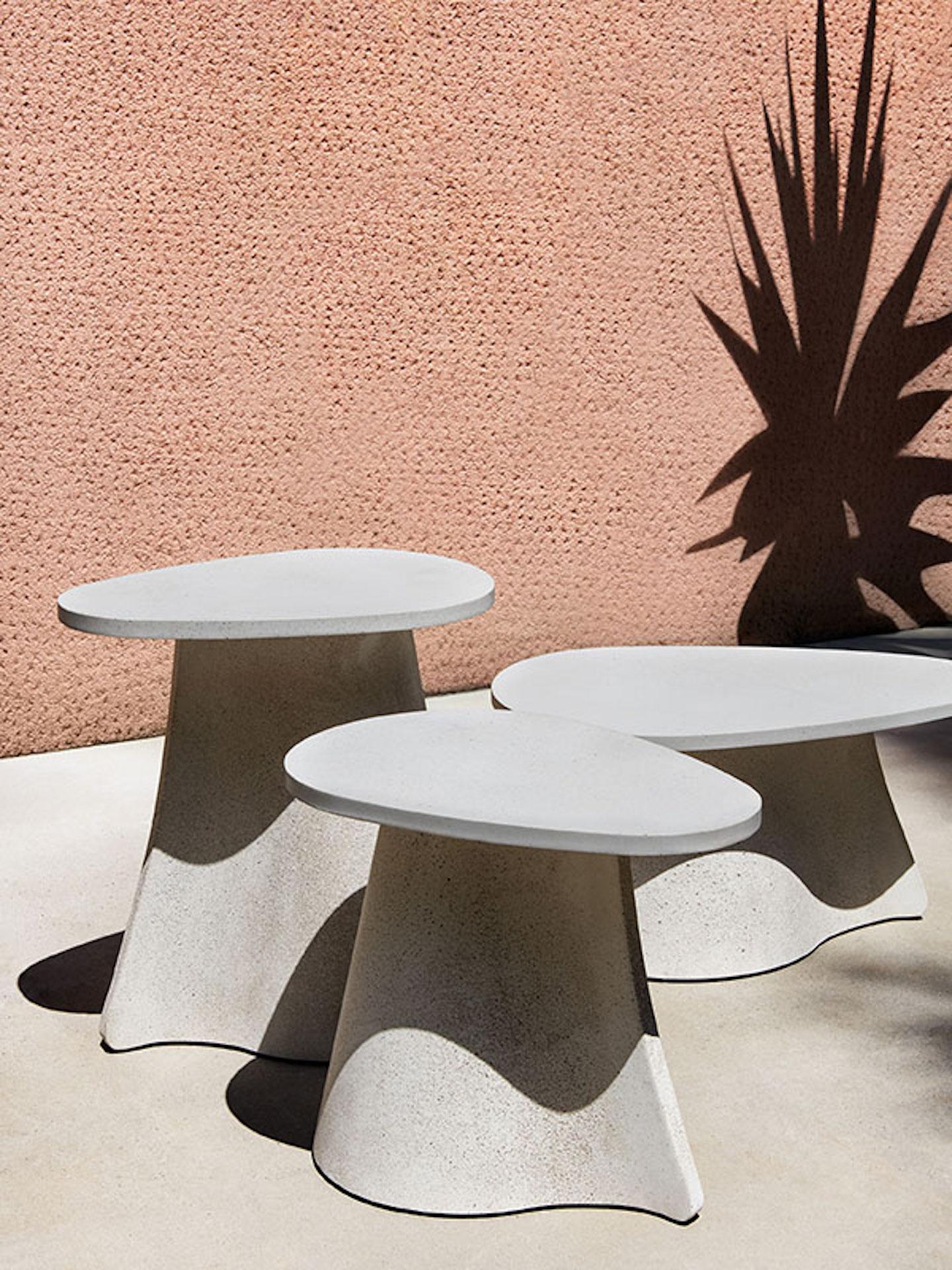 Contemporary MDF Italia Set of Three Cement Fossil Low Tables Indoor / Outdoor by Xavier Lust For Sale