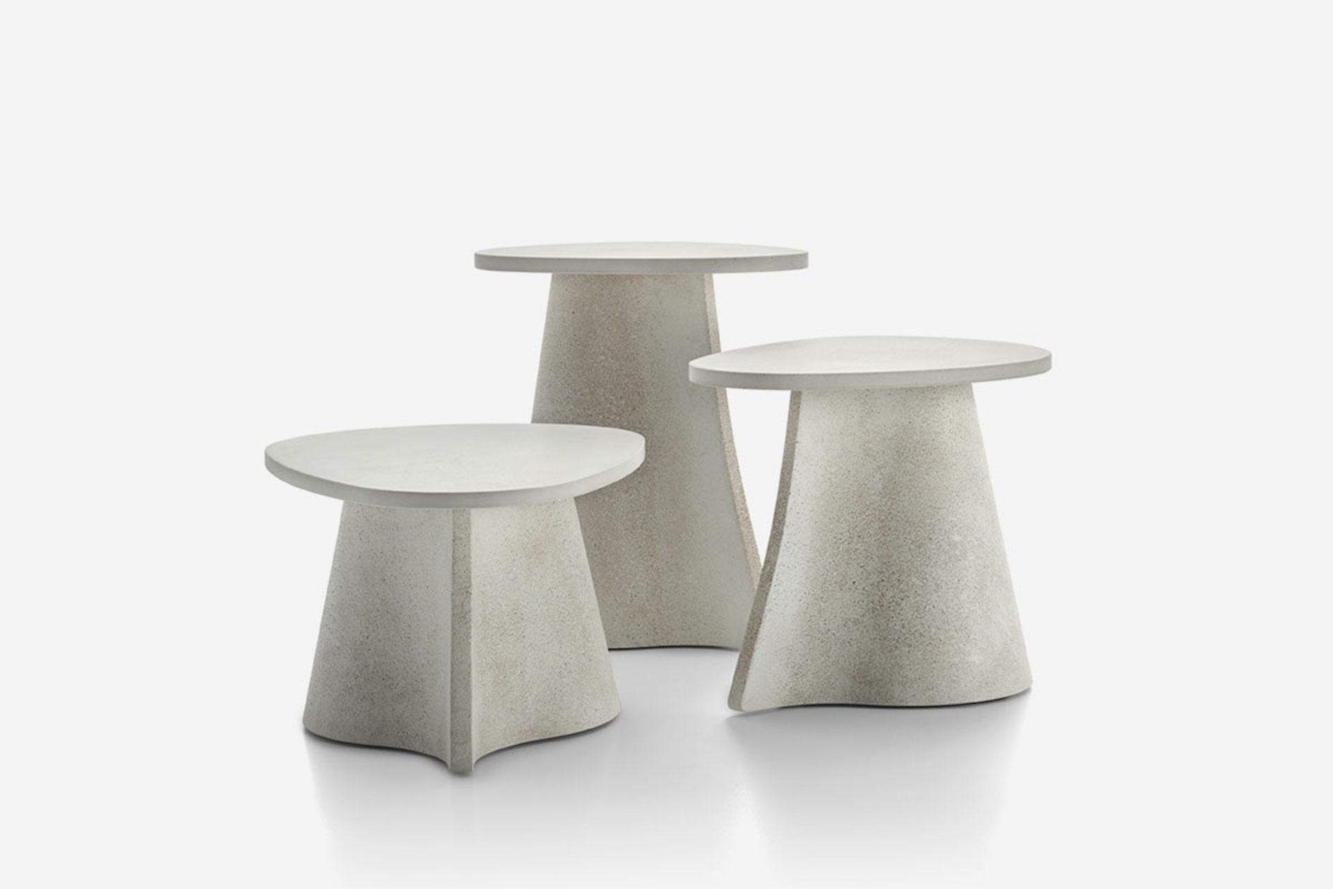 MDF Italia Set of Three Cement Fossil Low Tables Indoor / Outdoor by Xavier Lust For Sale 2