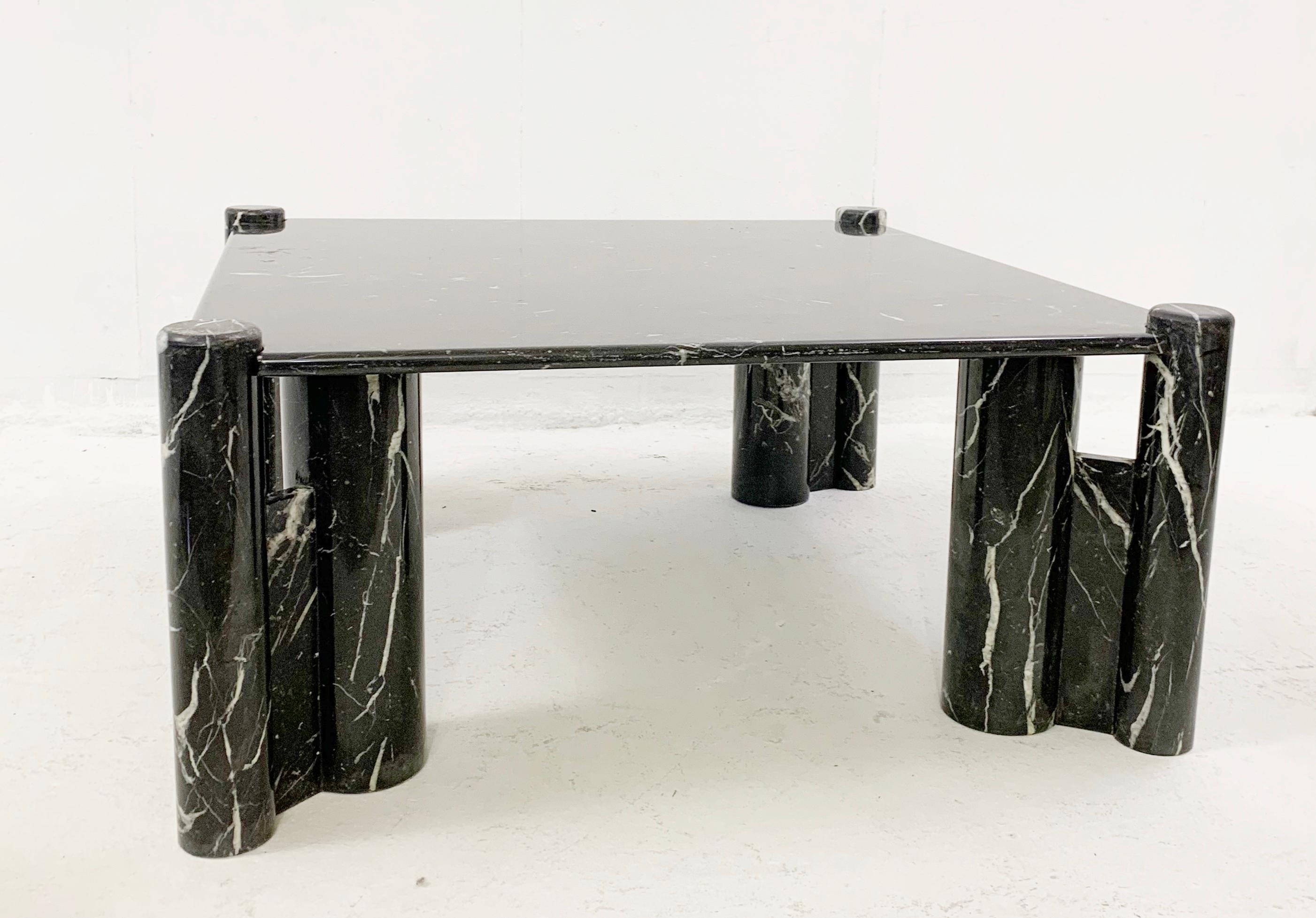 German Mid-Century Black Marble Square Coffee Table, 1970s For Sale