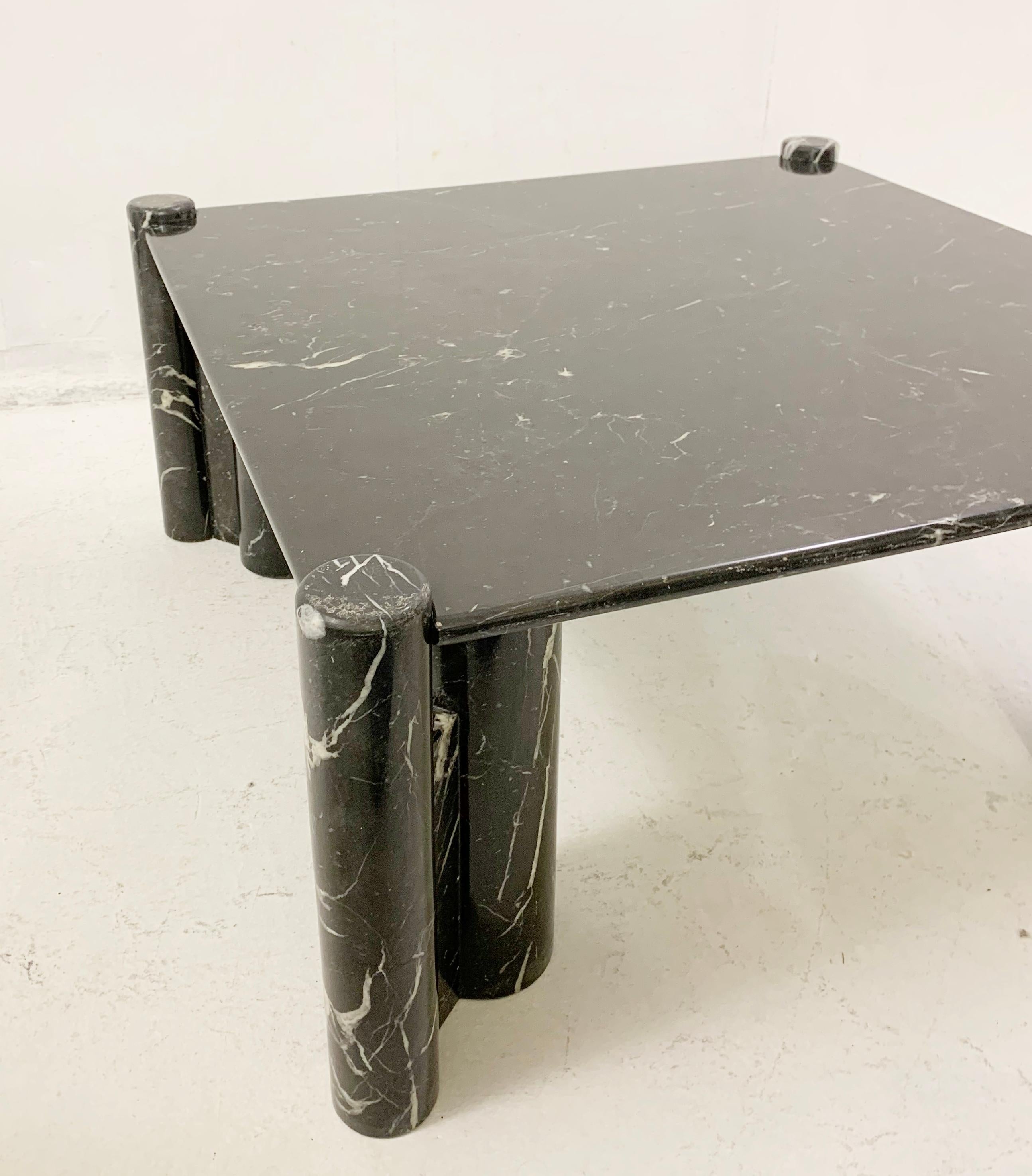 Mid-Century Black Marble Square Coffee Table, 1970s For Sale 1