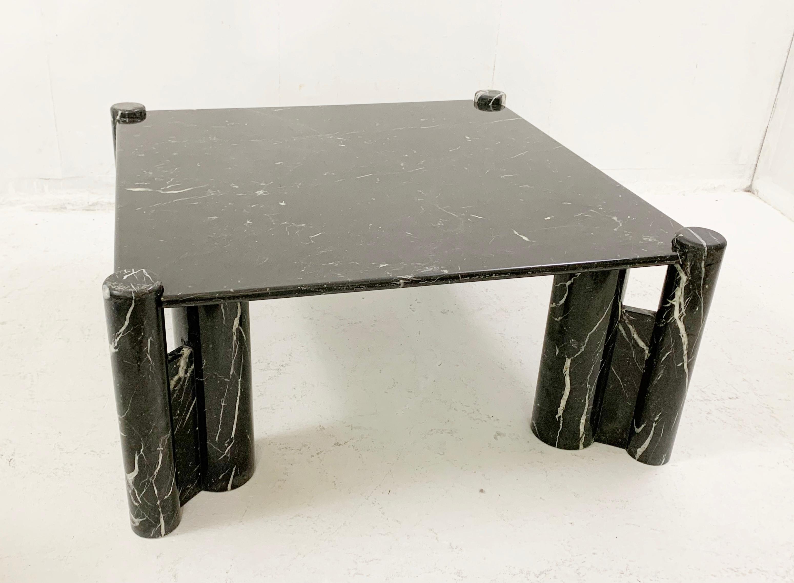 Mid-Century Black Marble Square Coffee Table, 1970s For Sale 3