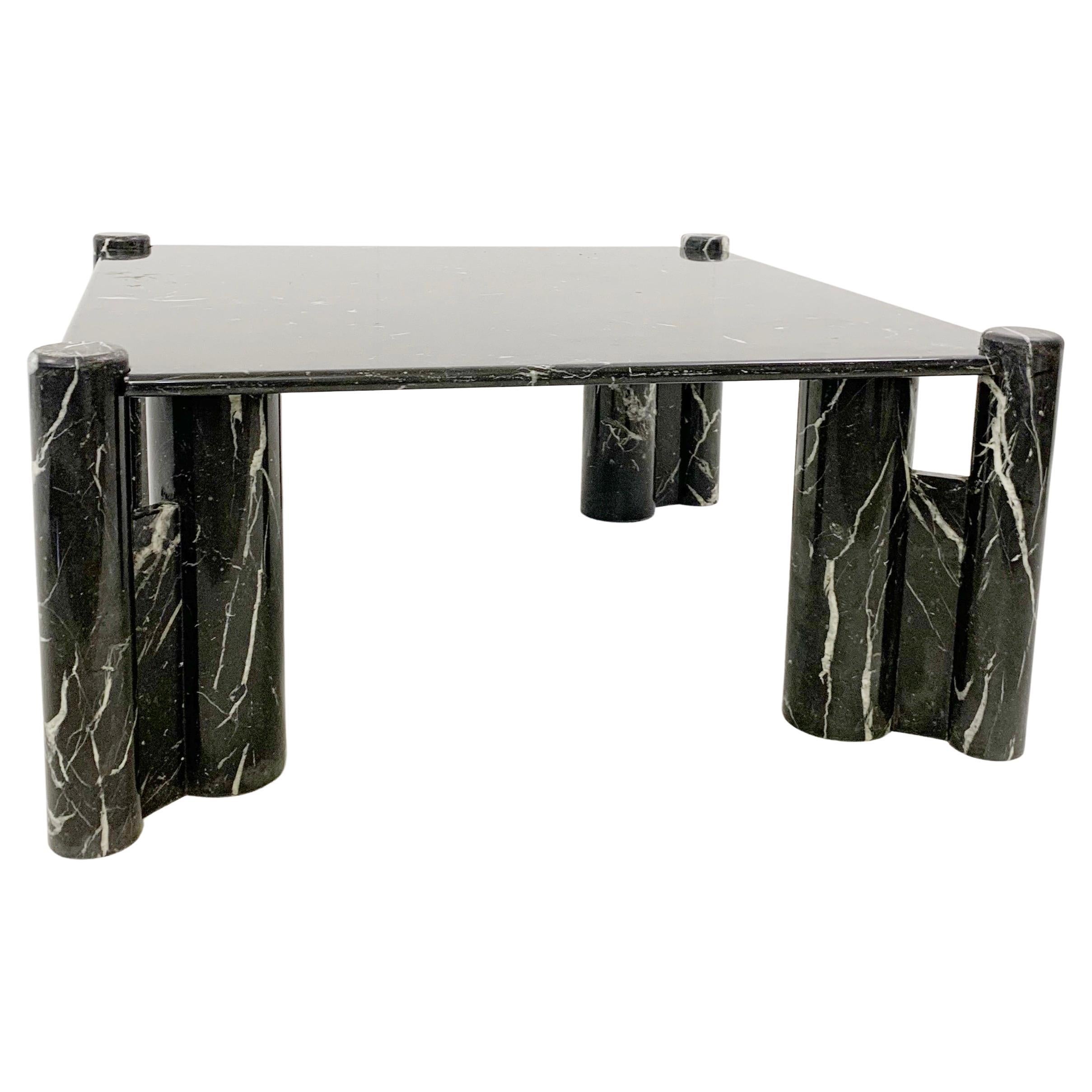 Mid-Century Black Marble Square Coffee Table, 1970s