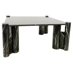 Mid-Century Black Marble Square Coffee Table, 1970s