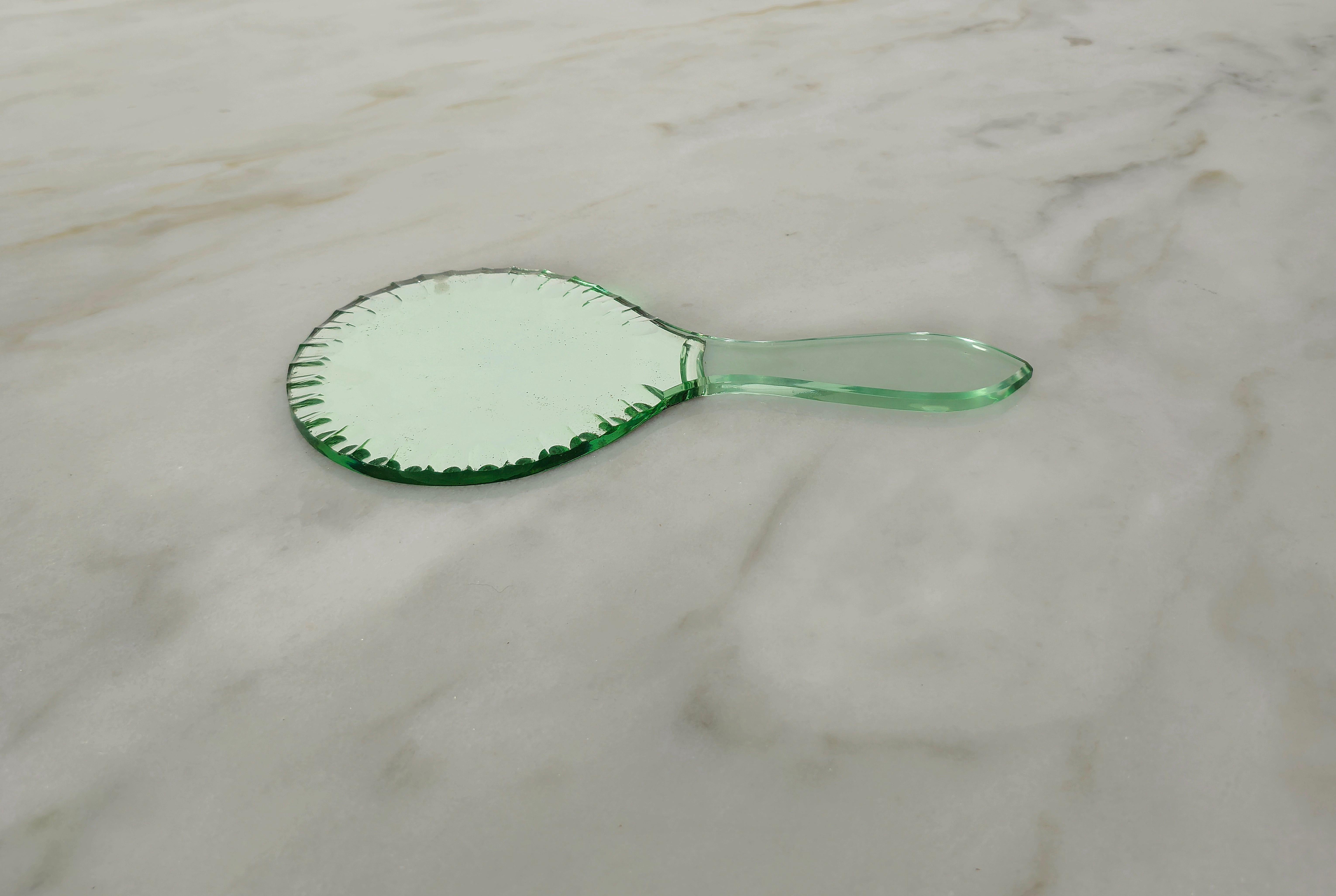 Mdicentury Modern Vanity Mirror Crystal Glass Luigi Fontana Italian Design 1960s For Sale 4