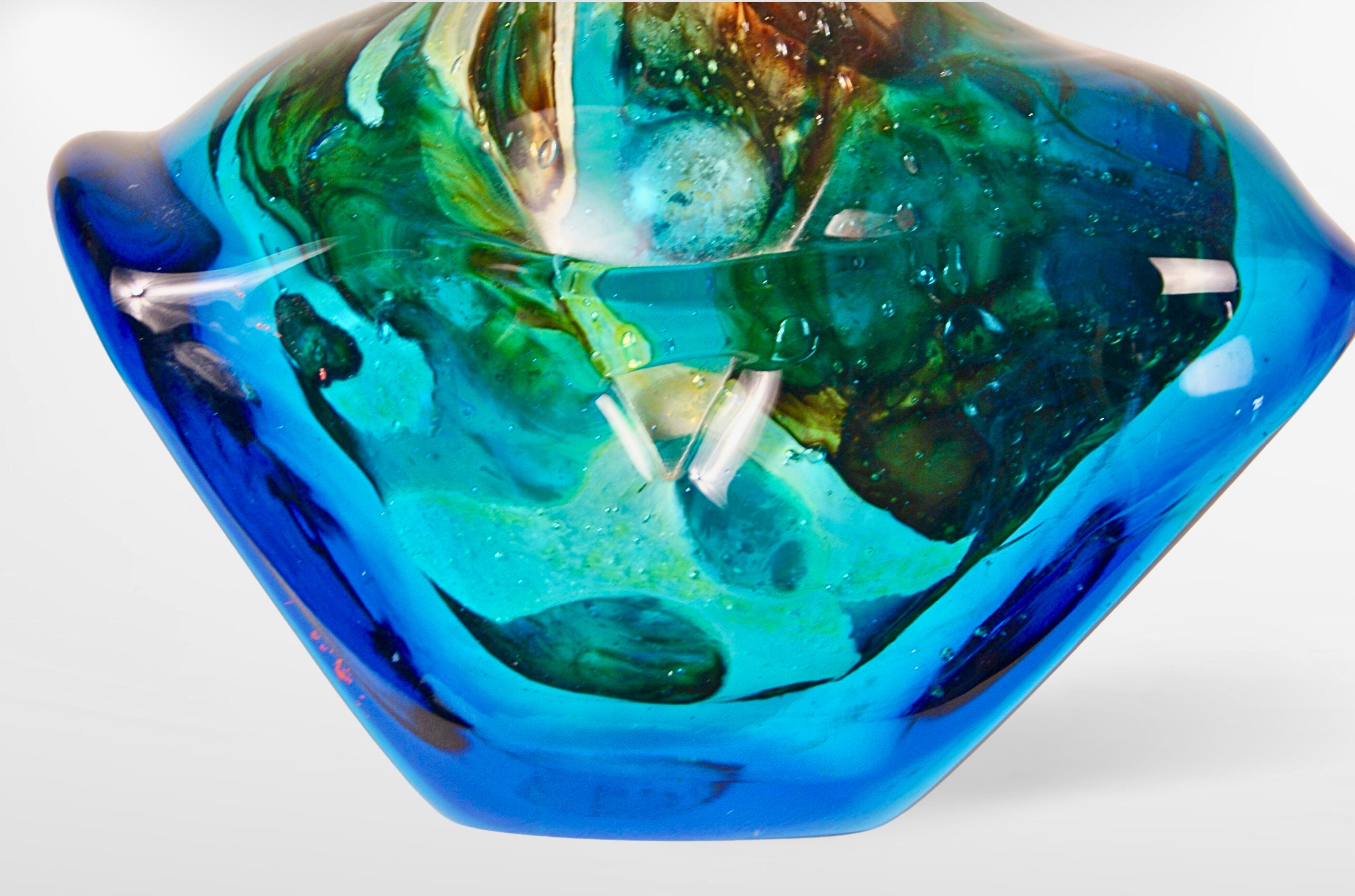 Mid-Century Modern Mdina Glass Axe Fish Vase Signed & Dated 1979 Joseph Said