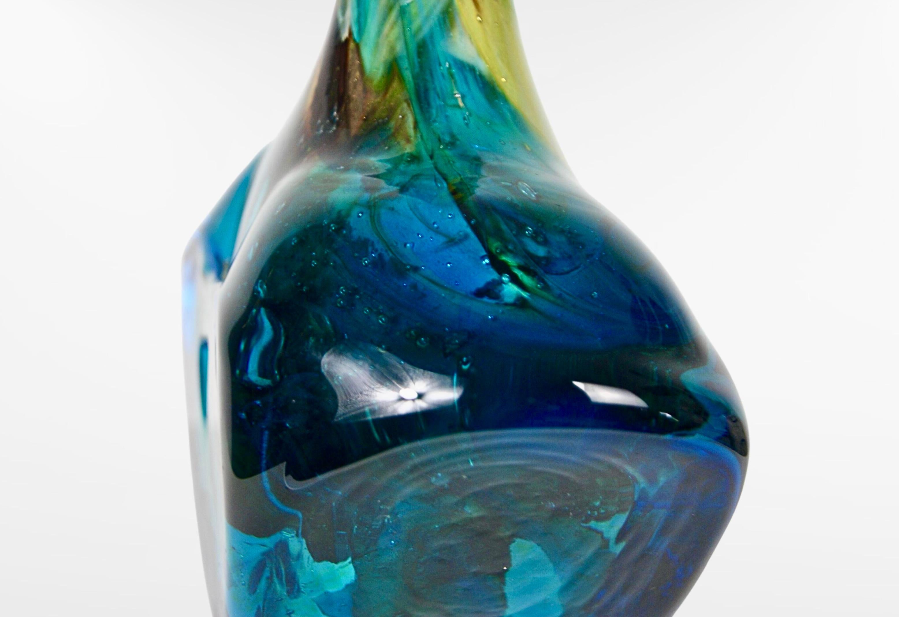 Maltese Mdina Glass Axe Fish Vase Signed & Dated 1979 Joseph Said