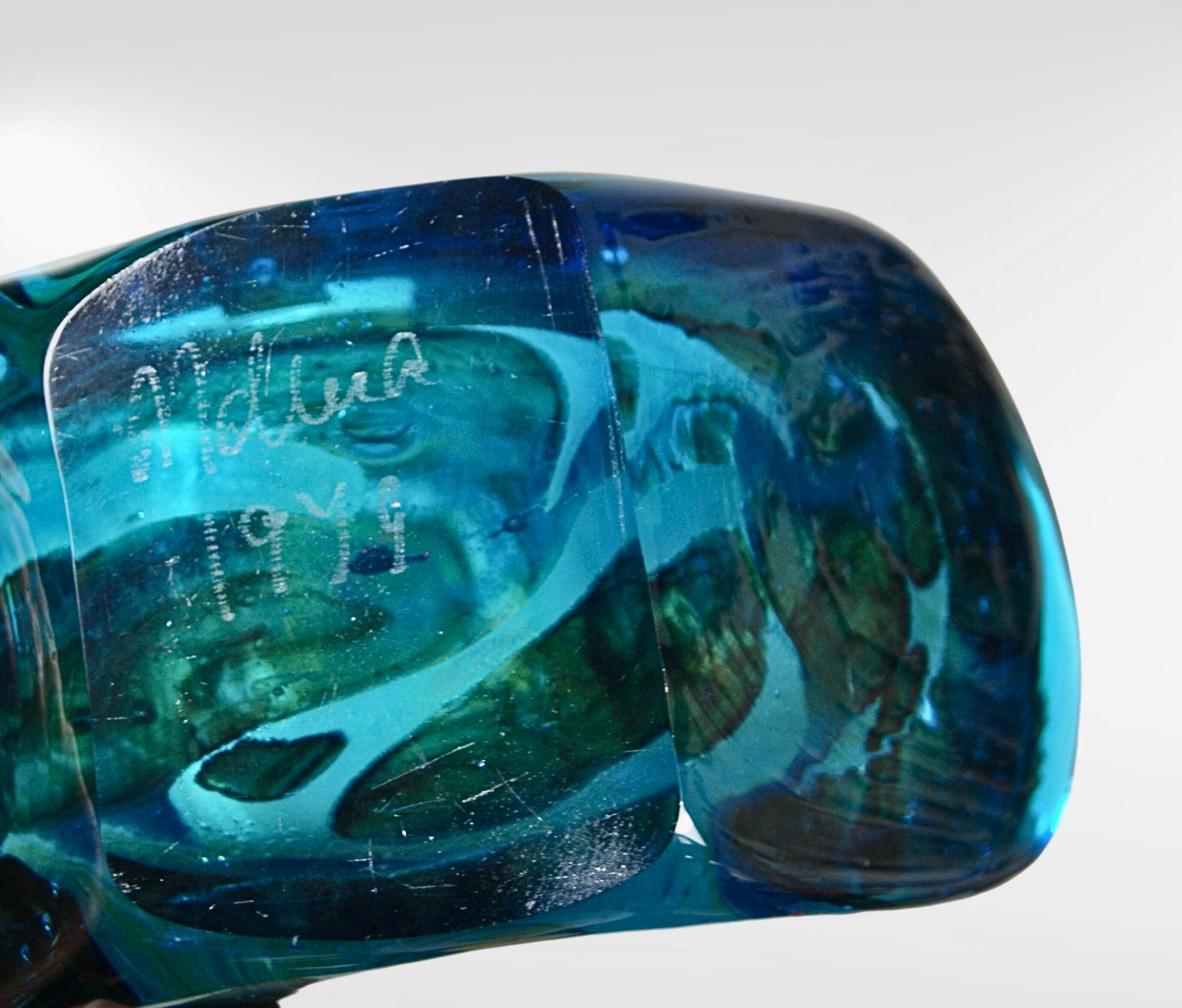 Other Mdina Glass Axe Fish Vase Signed & Dated 1979 Joseph Said
