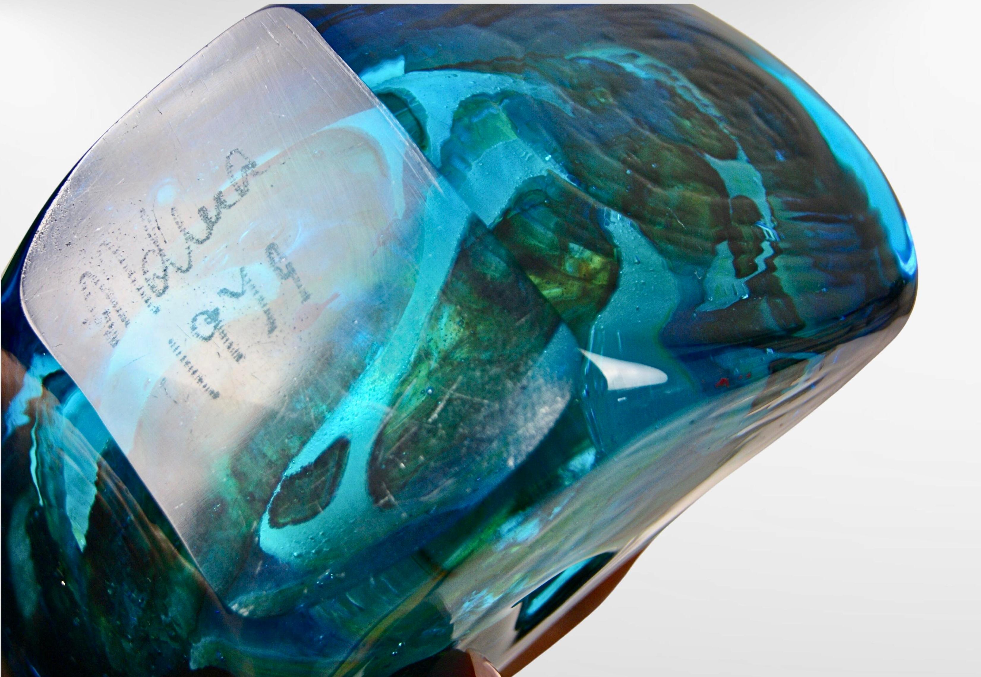 Mdina Glass Axe Fish Vase Signed & Dated 1979 Joseph Said In Good Condition In Torquay, GB