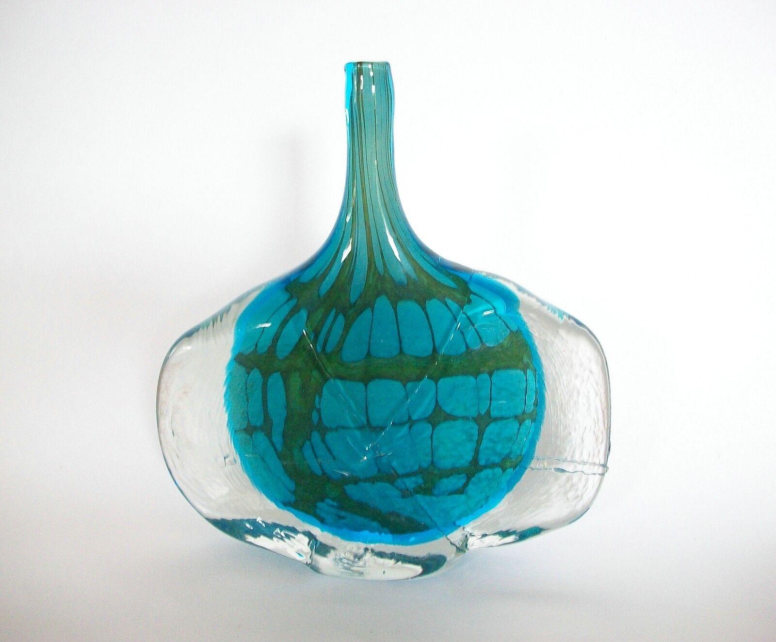Mid-Century Modern Mdina Glass/MDG, Mid-Century Studio Glass Fish Vase, Unsigned, Malta, C.1970