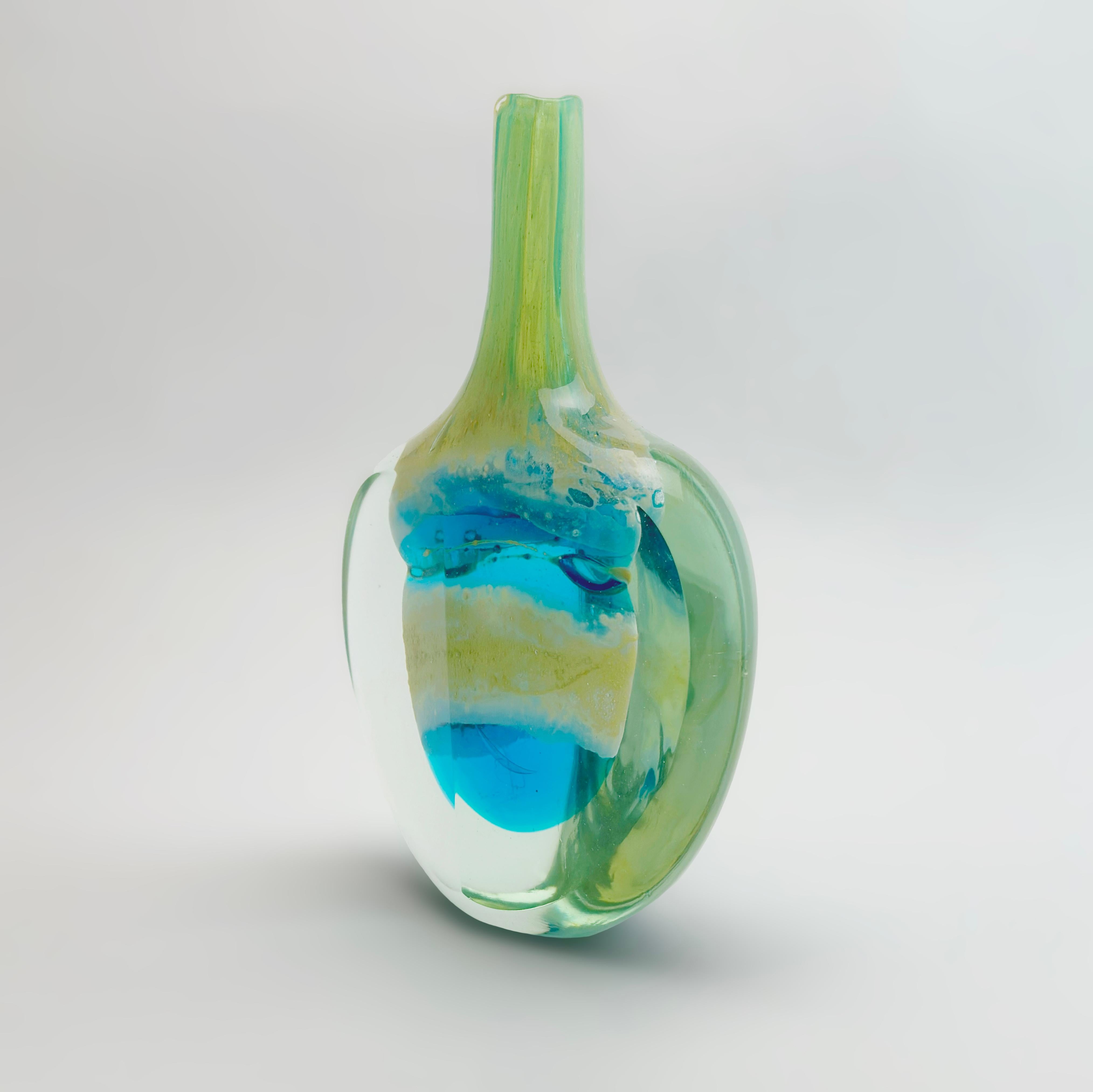 Mid-Century Modern Mdina Glass 'Sand and Sea' Lollipop Vase, Malta, c. 1970s For Sale