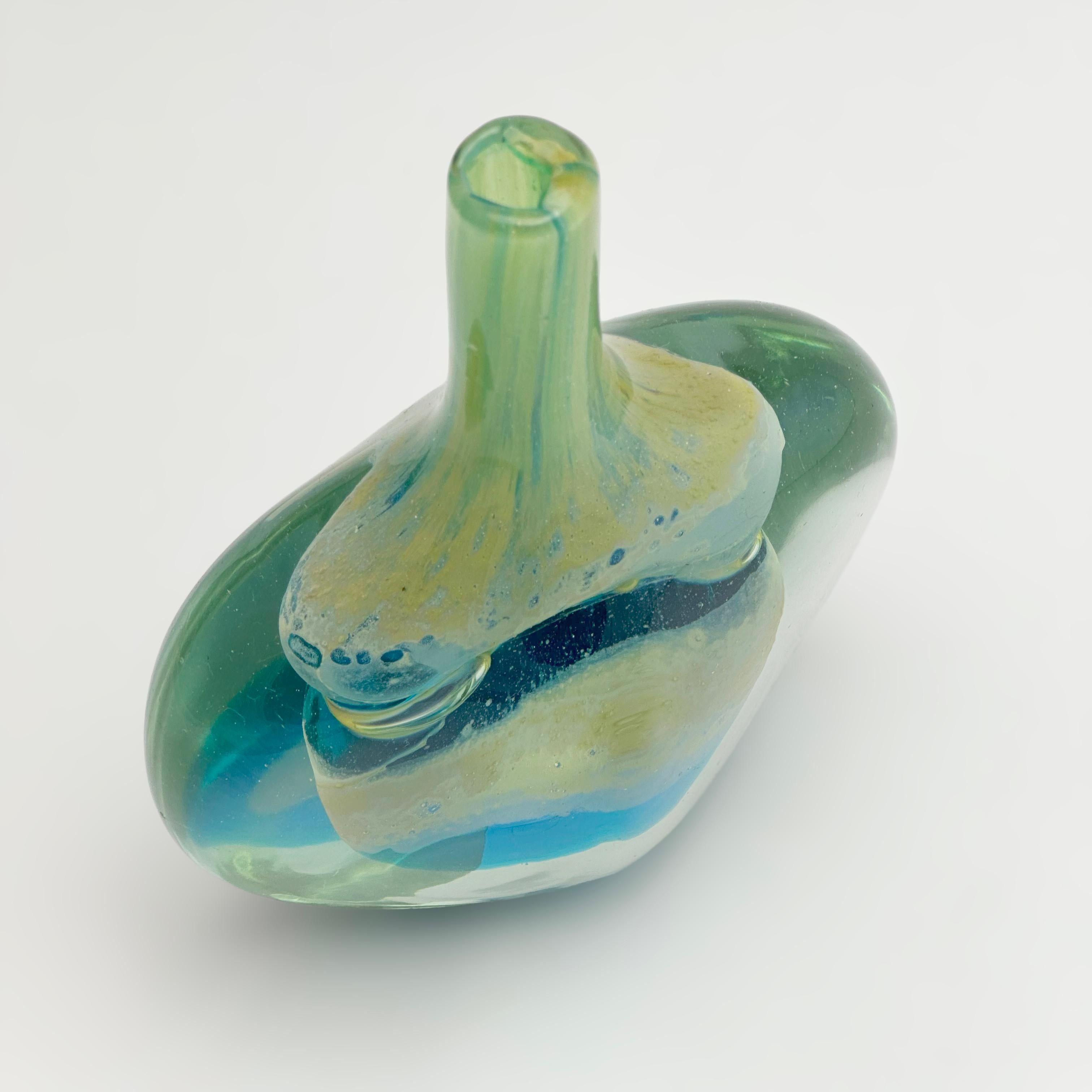 Maltese Mdina Glass 'Sand and Sea' Lollipop Vase, Malta, c. 1970s For Sale