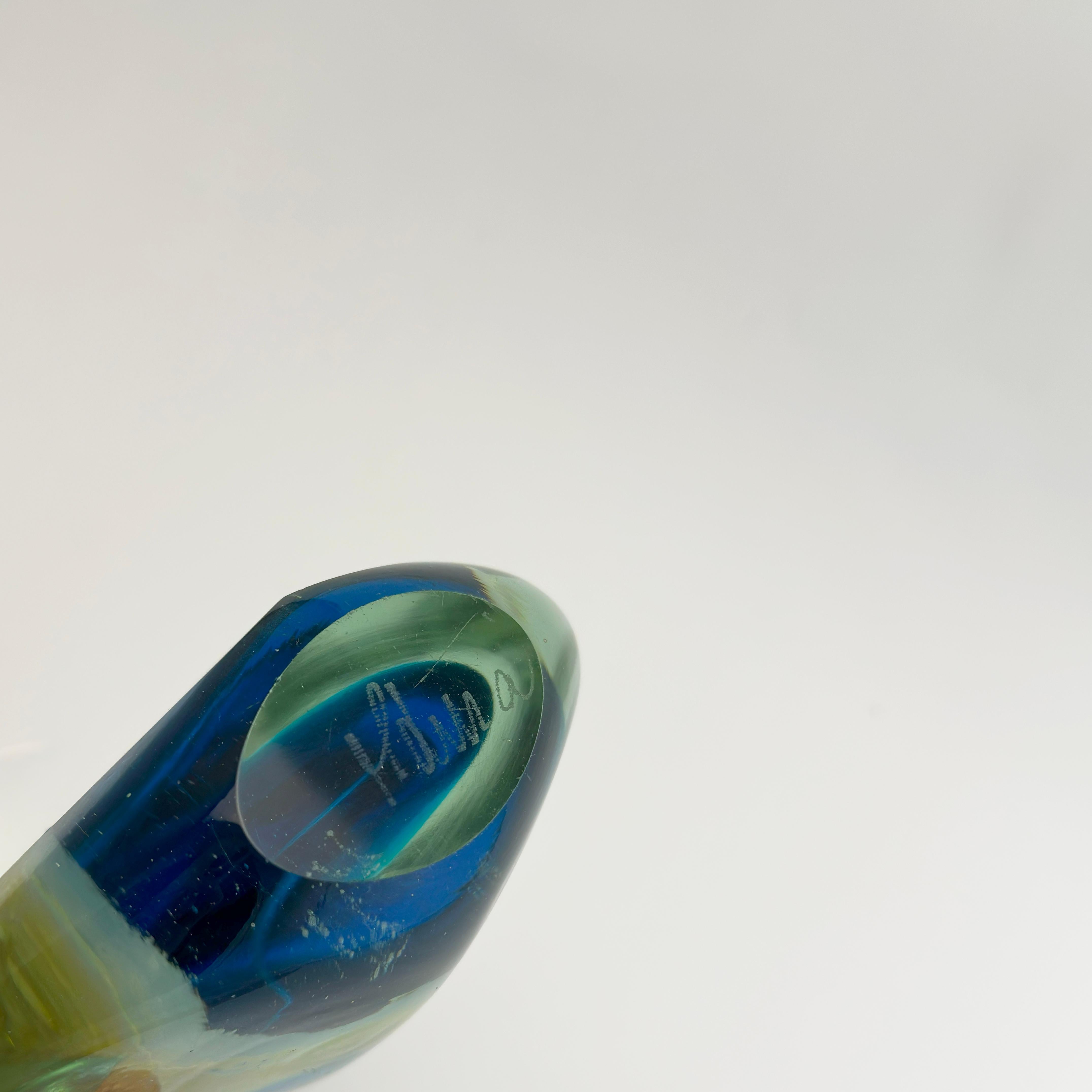Late 20th Century Mdina Glass 'Sand and Sea' Lollipop Vase, Malta, c. 1970s For Sale