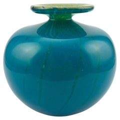 Mdina Glass Squat Bottle Vase in ‘Ming’ Pattern, Signed and Dated 1979, Malta