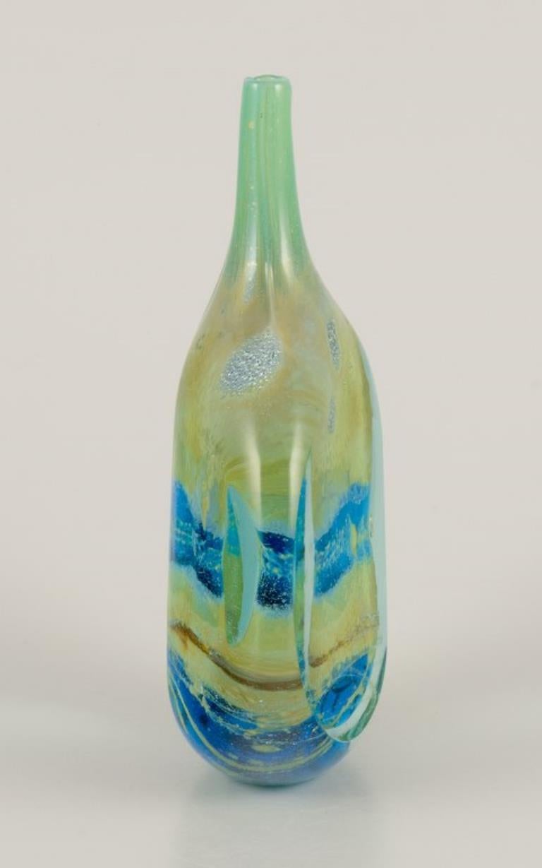 Mdina, Malte. Vase unique en verre d'art. Environ 1970 en vente 2