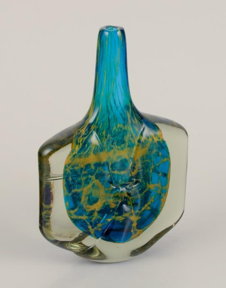 Vetro artistico Mdina, Malta Unico vaso in vetro artistico.  Forma rotonda con collo stretto. in vendita