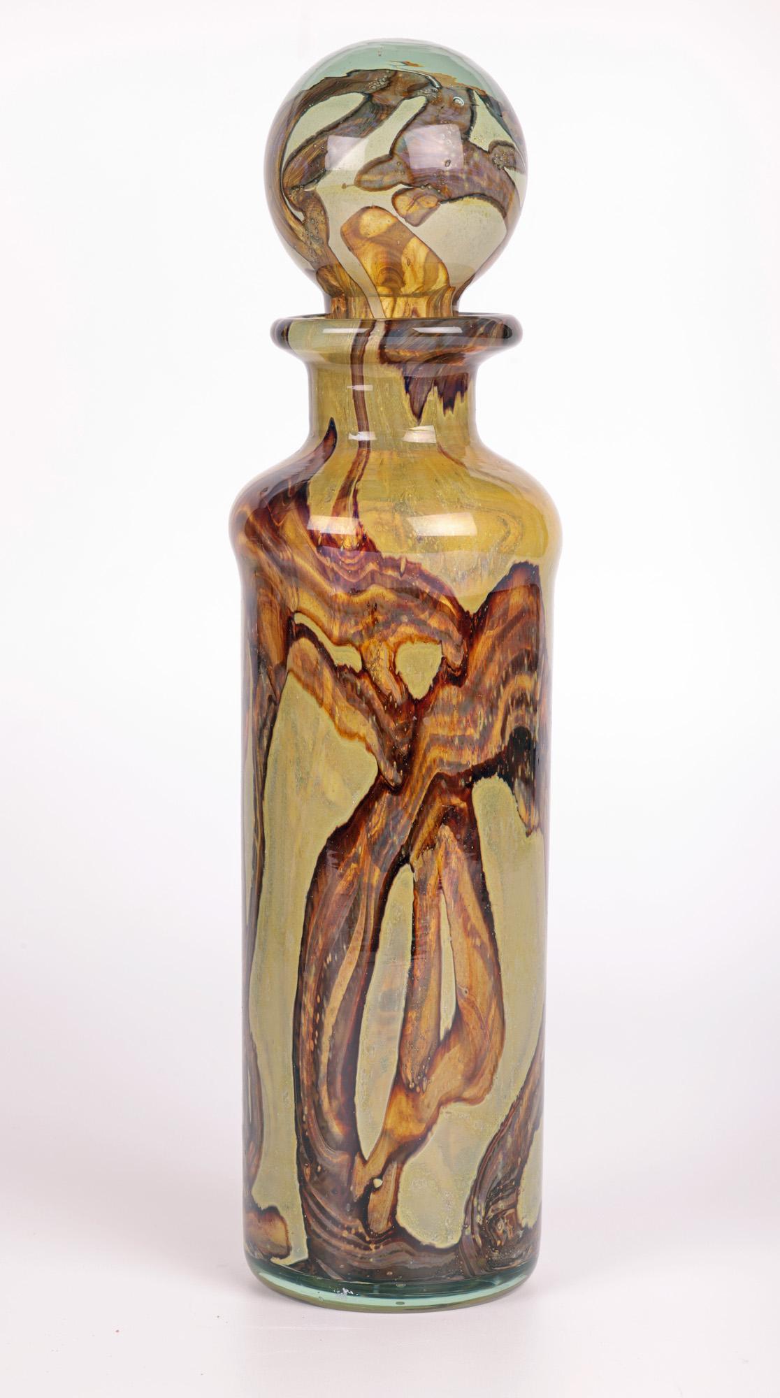 Mdina Maltese Art Glass Brown Swirl Decanter by Michael Harris 4