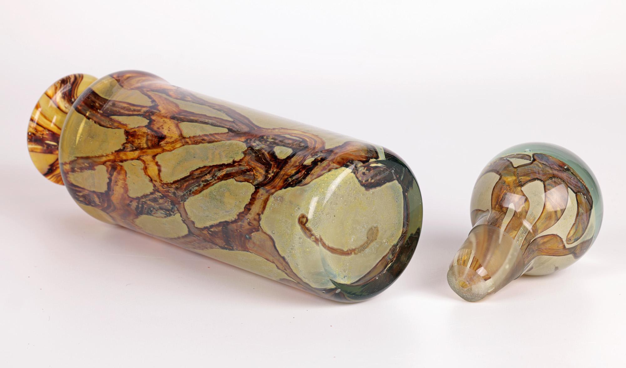 Mdina Maltese Art Glass Brown Swirl Decanter by Michael Harris 5