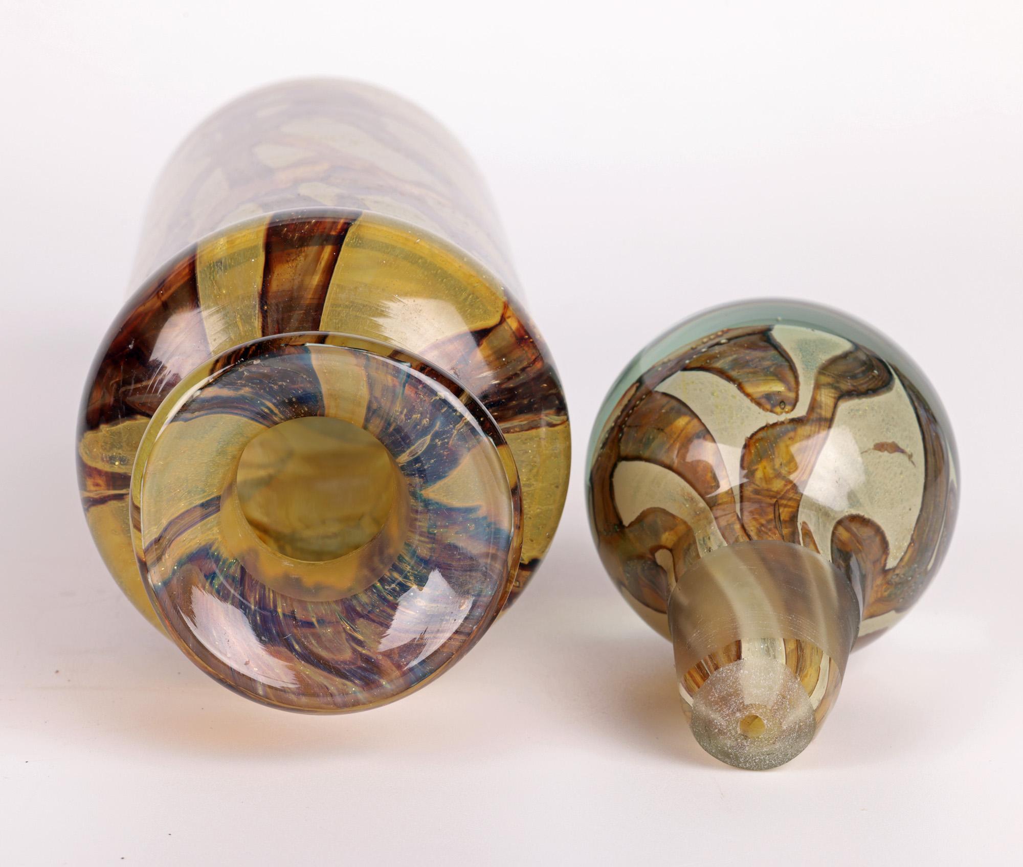 Mdina Maltese Art Glass Brown Swirl Decanter by Michael Harris 6