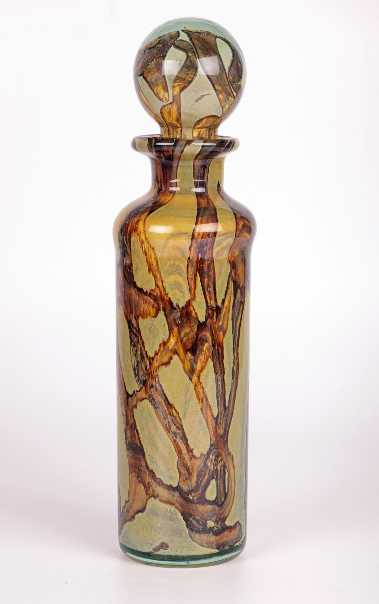 Mdina Maltese Art Glass Brown Swirl Decanter by Michael Harris 7