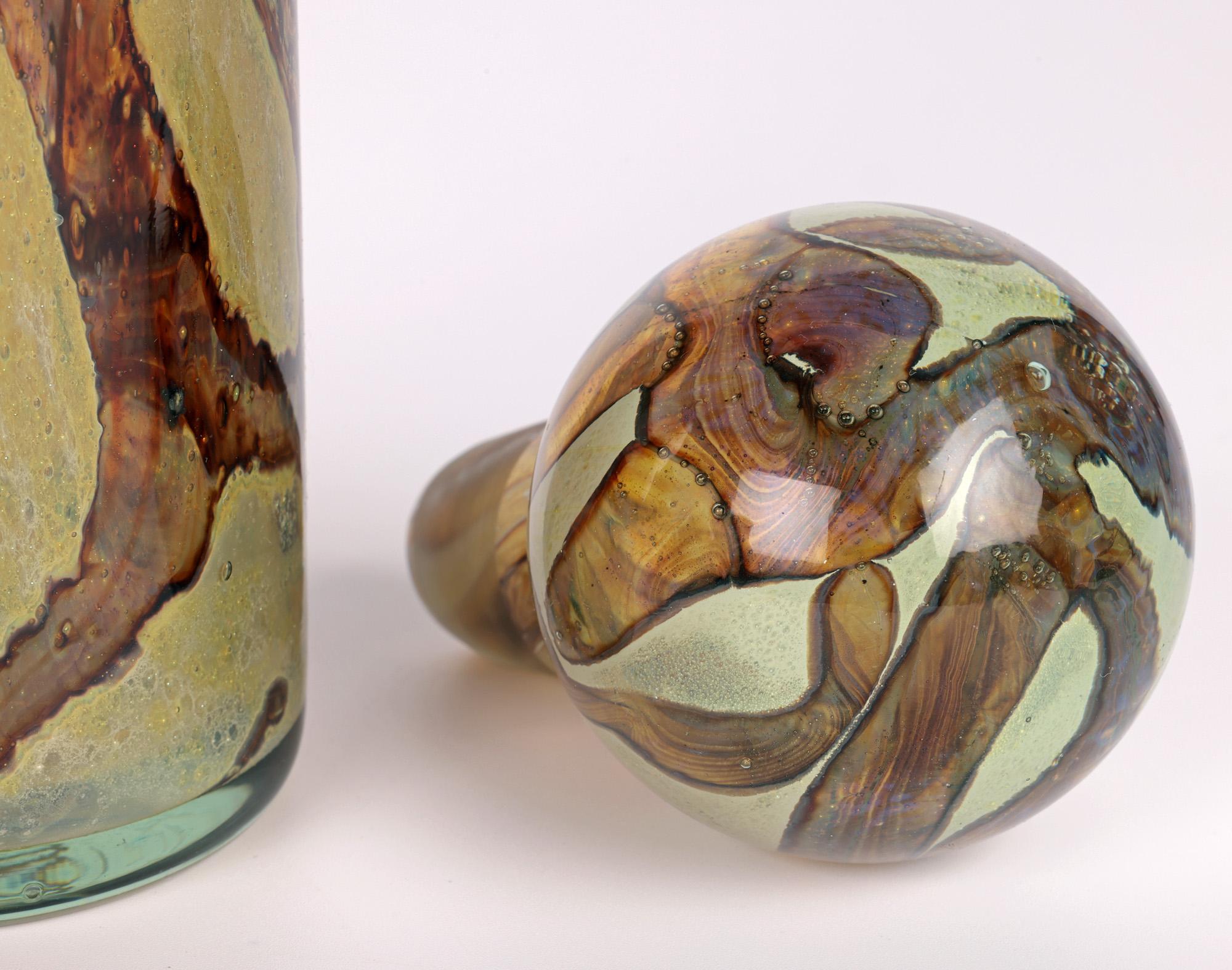 Mdina Maltese Art Glass Brown Swirl Decanter by Michael Harris 8