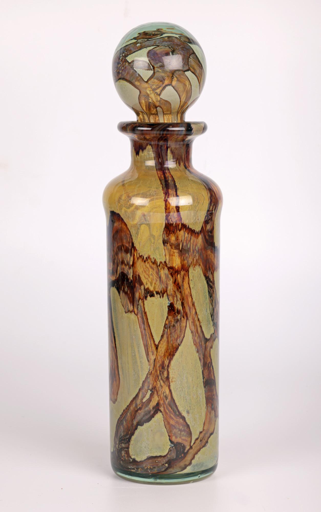 Mdina Maltese Art Glass Brown Swirl Decanter by Michael Harris 11