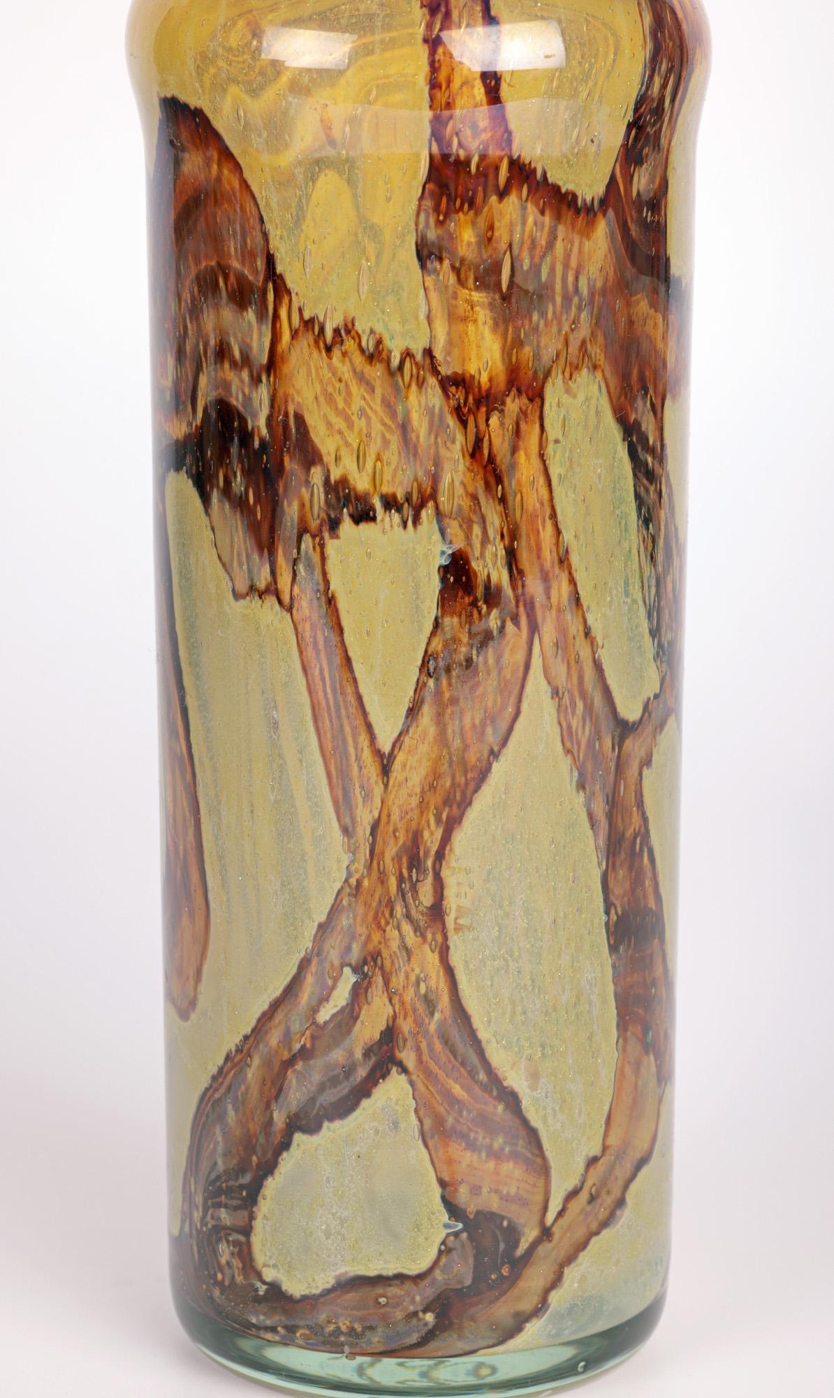 Modern Mdina Maltese Art Glass Brown Swirl Decanter by Michael Harris