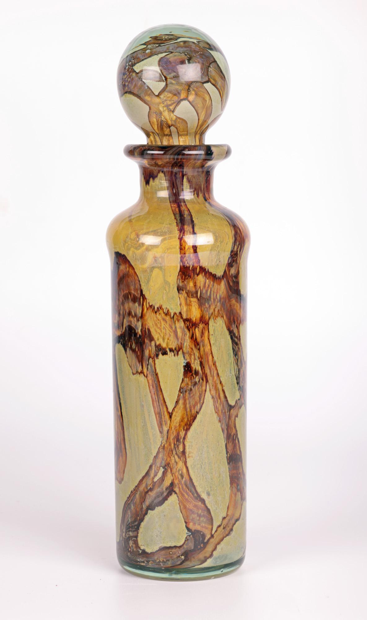 Mdina Maltese Art Glass Brown Swirl Decanter by Michael Harris 1
