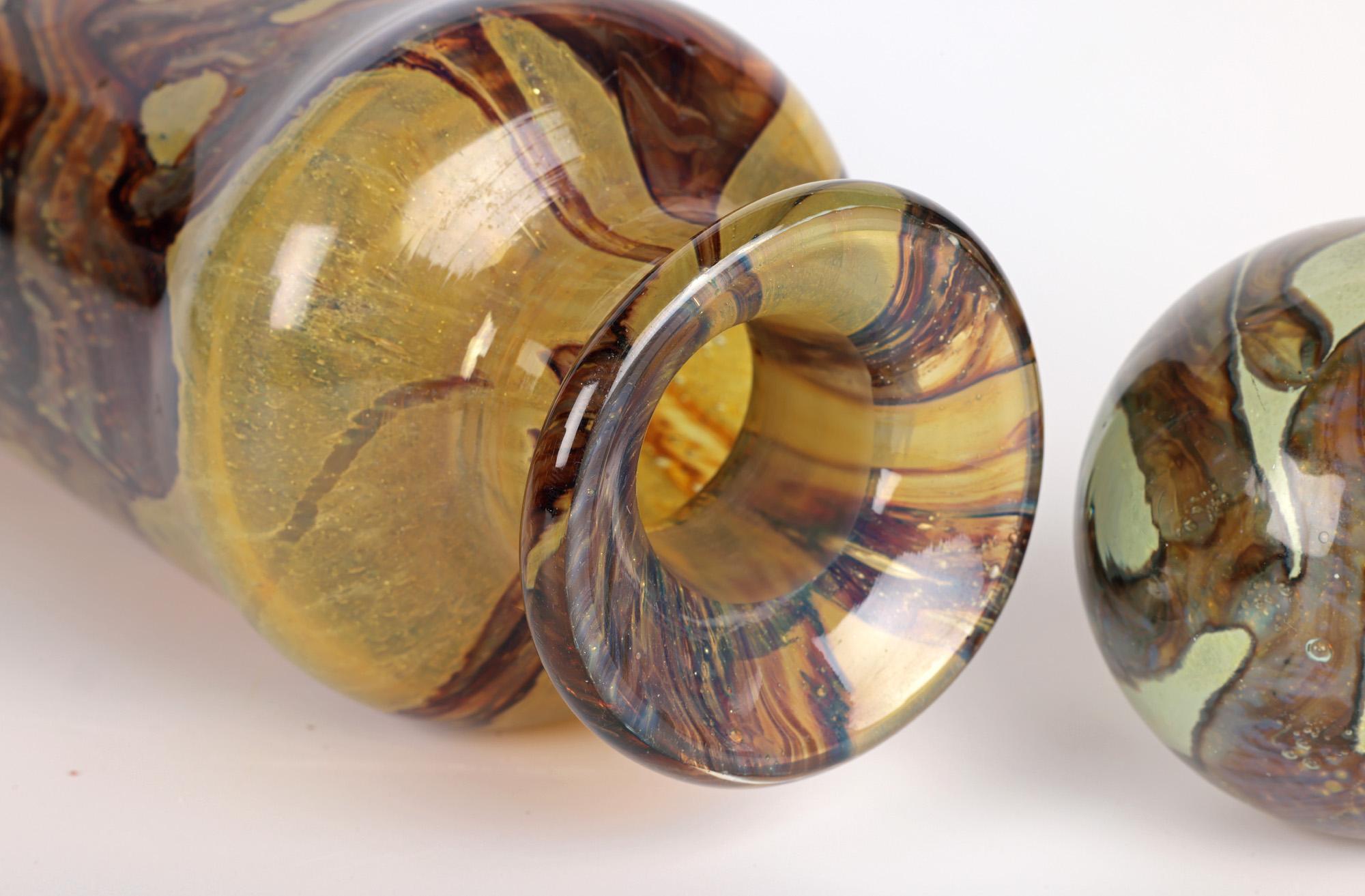 Mdina Maltese Art Glass Brown Swirl Decanter by Michael Harris 2